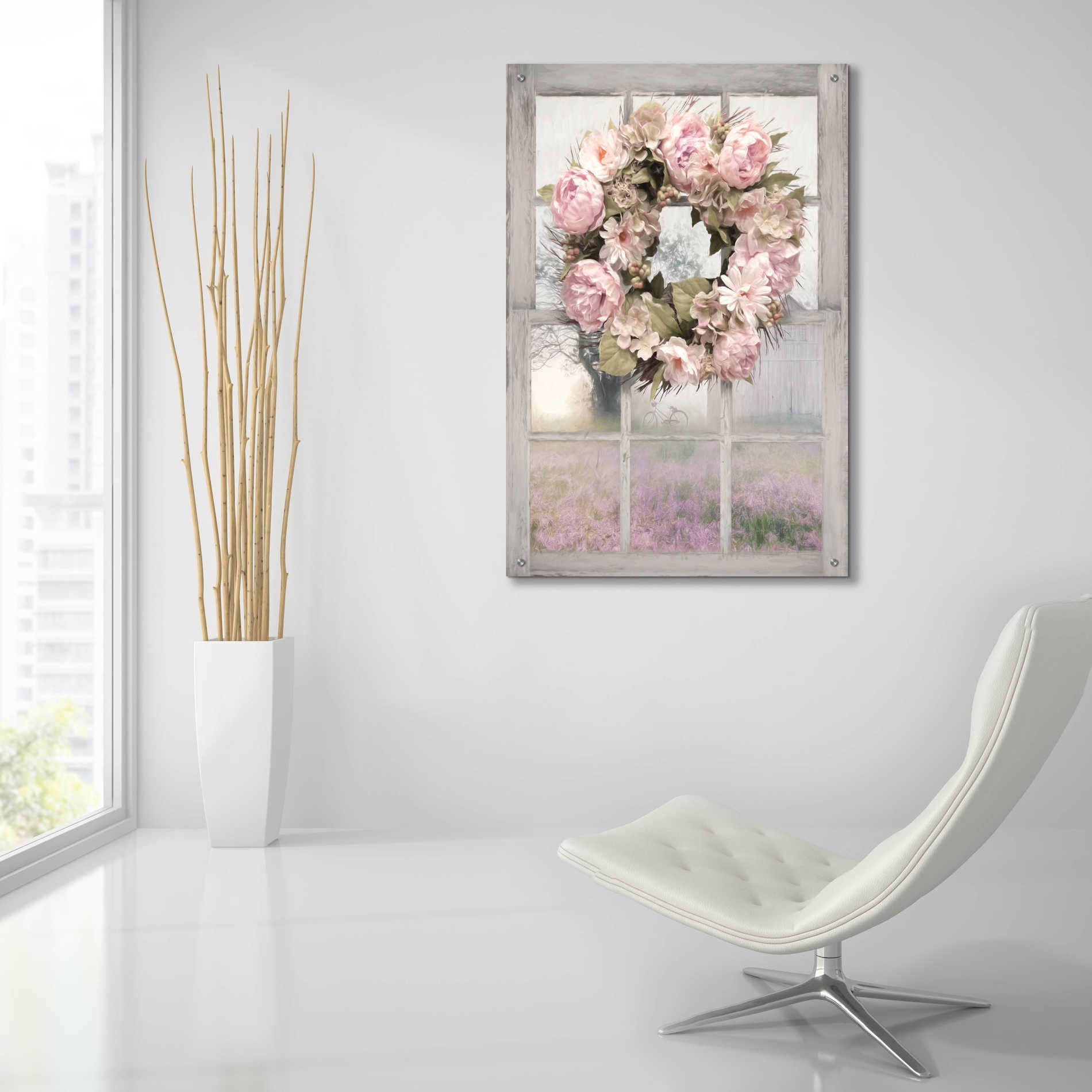 Epic Art 'Spring Peony Wreath' by Lori Deiter Acrylic Glass Wall Art,24x36