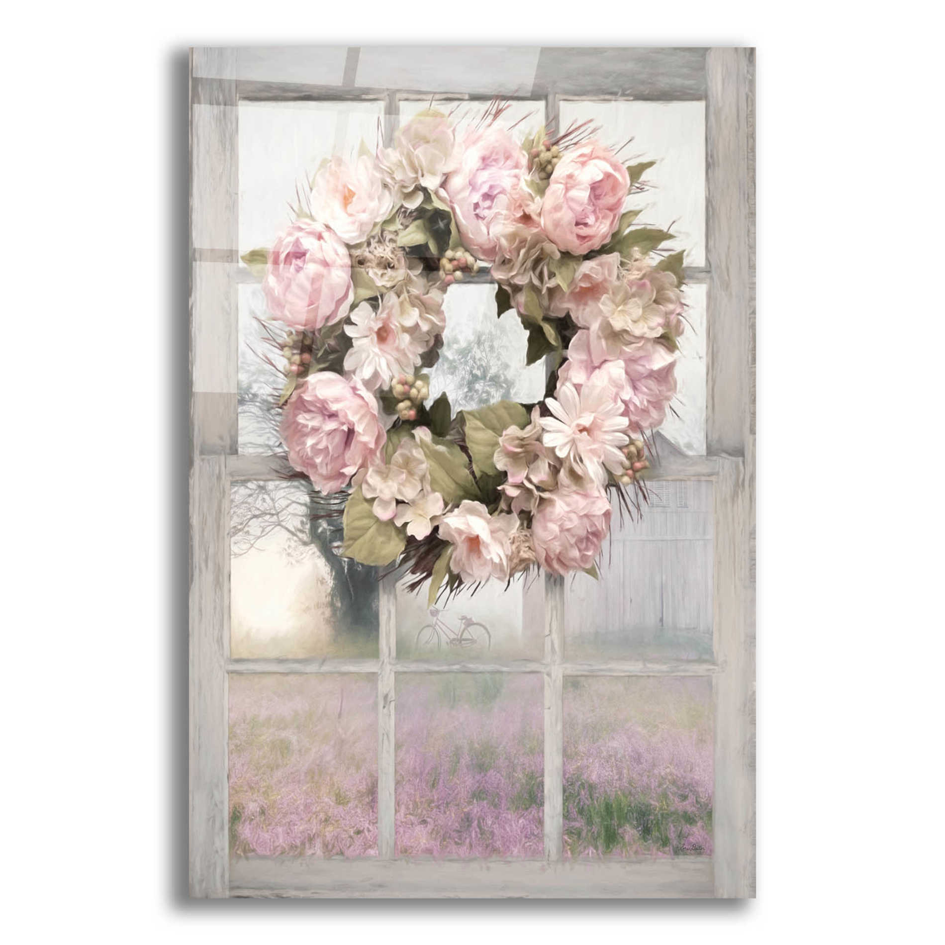 Epic Art 'Spring Peony Wreath' by Lori Deiter Acrylic Glass Wall Art