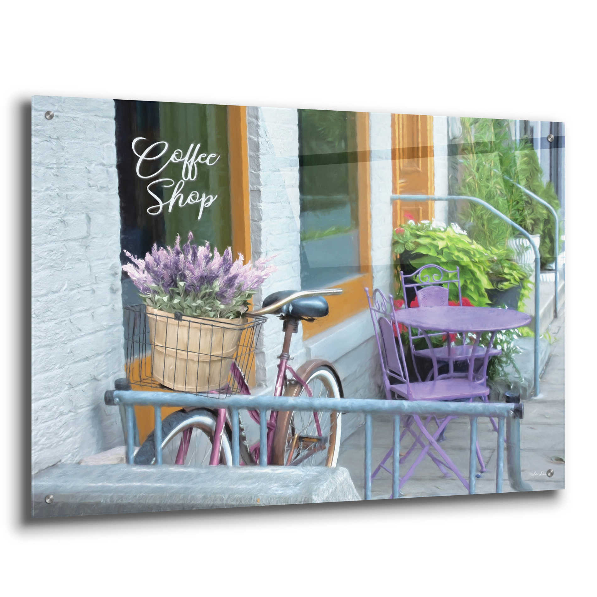 Epic Art 'Coffee Shop Visit' by Lori Deiter Acrylic Glass Wall Art,36x24