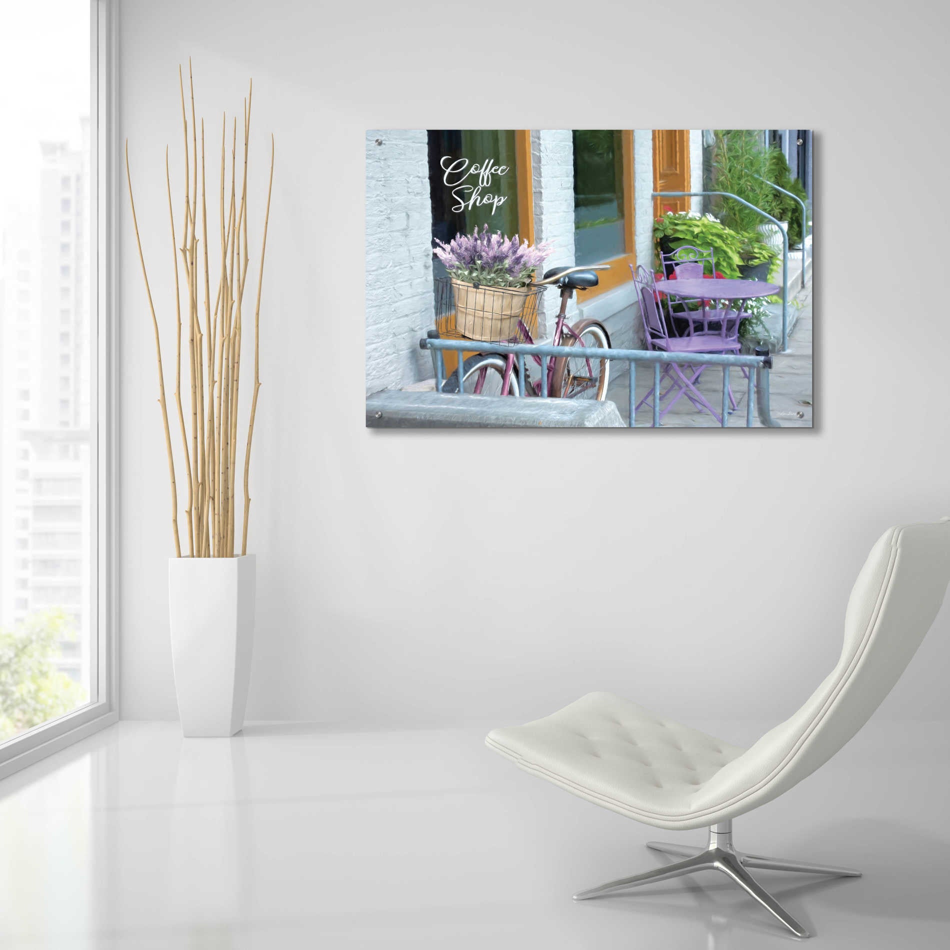 Epic Art 'Coffee Shop Visit' by Lori Deiter Acrylic Glass Wall Art,36x24