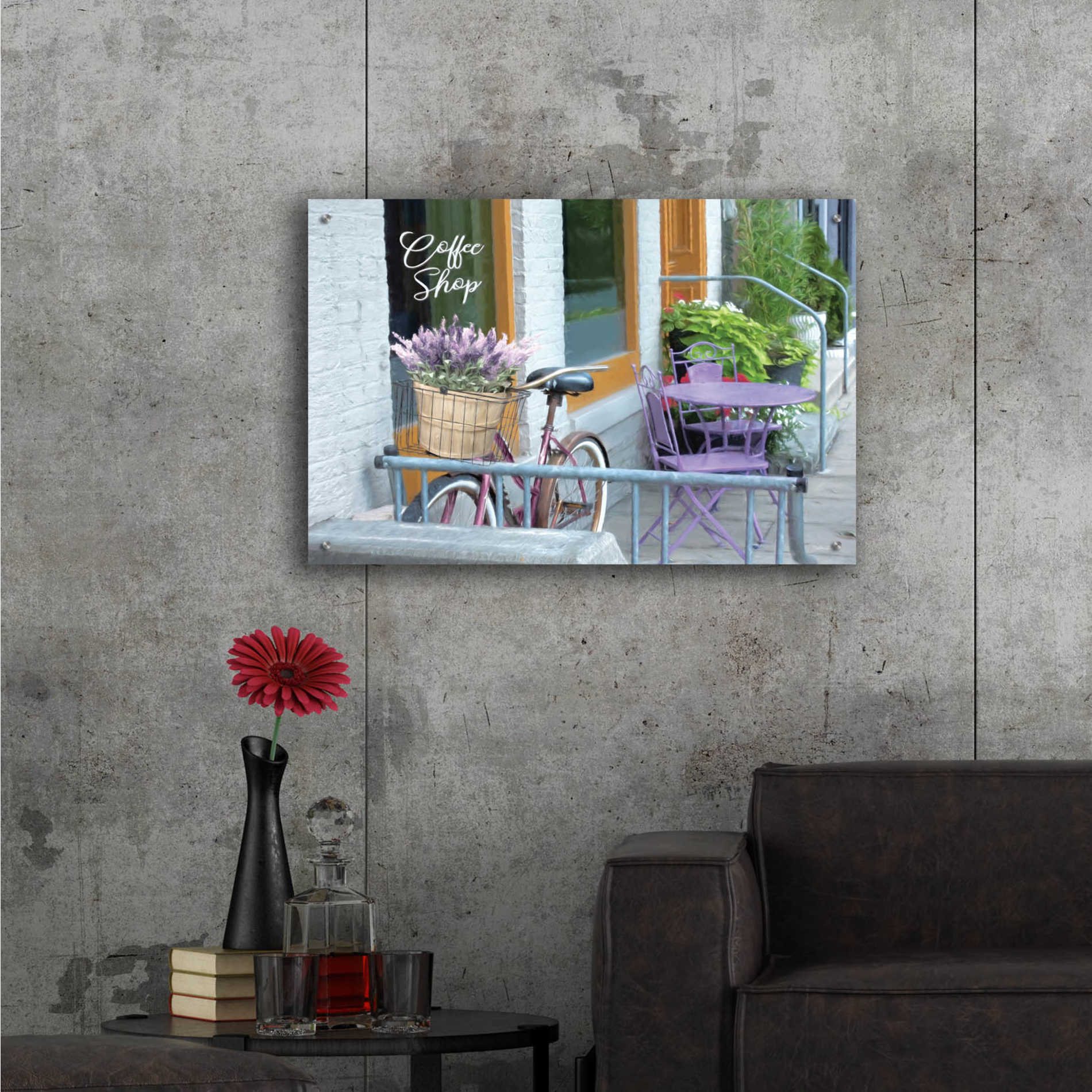 Epic Art 'Coffee Shop Visit' by Lori Deiter Acrylic Glass Wall Art,36x24