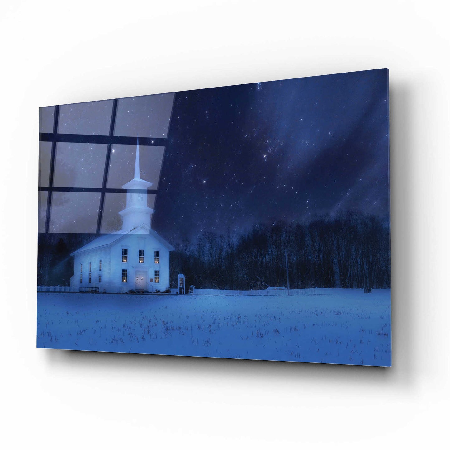 Epic Art 'Starry Night Church' by Lori Deiter Acrylic Glass Wall Art,16x12