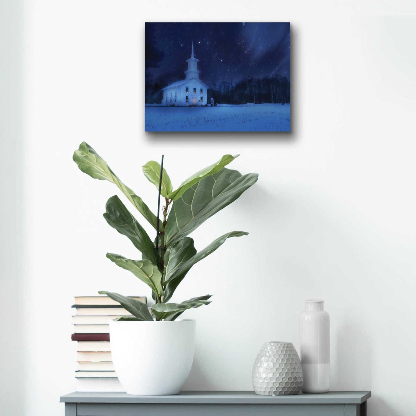 Epic Art 'Starry Night Church' by Lori Deiter Acrylic Glass Wall Art,16x12