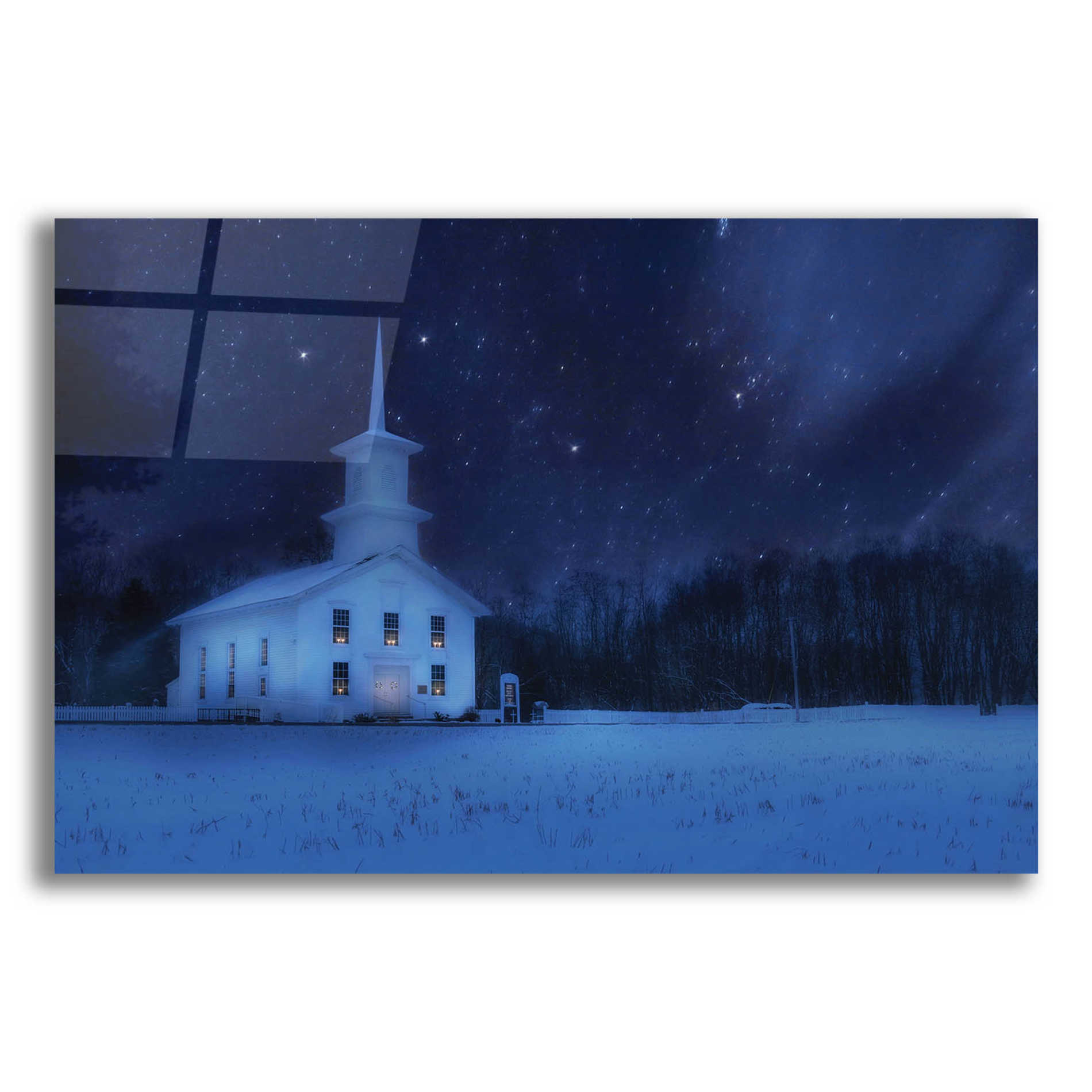 Epic Art 'Starry Night Church' by Lori Deiter Acrylic Glass Wall Art,16x12