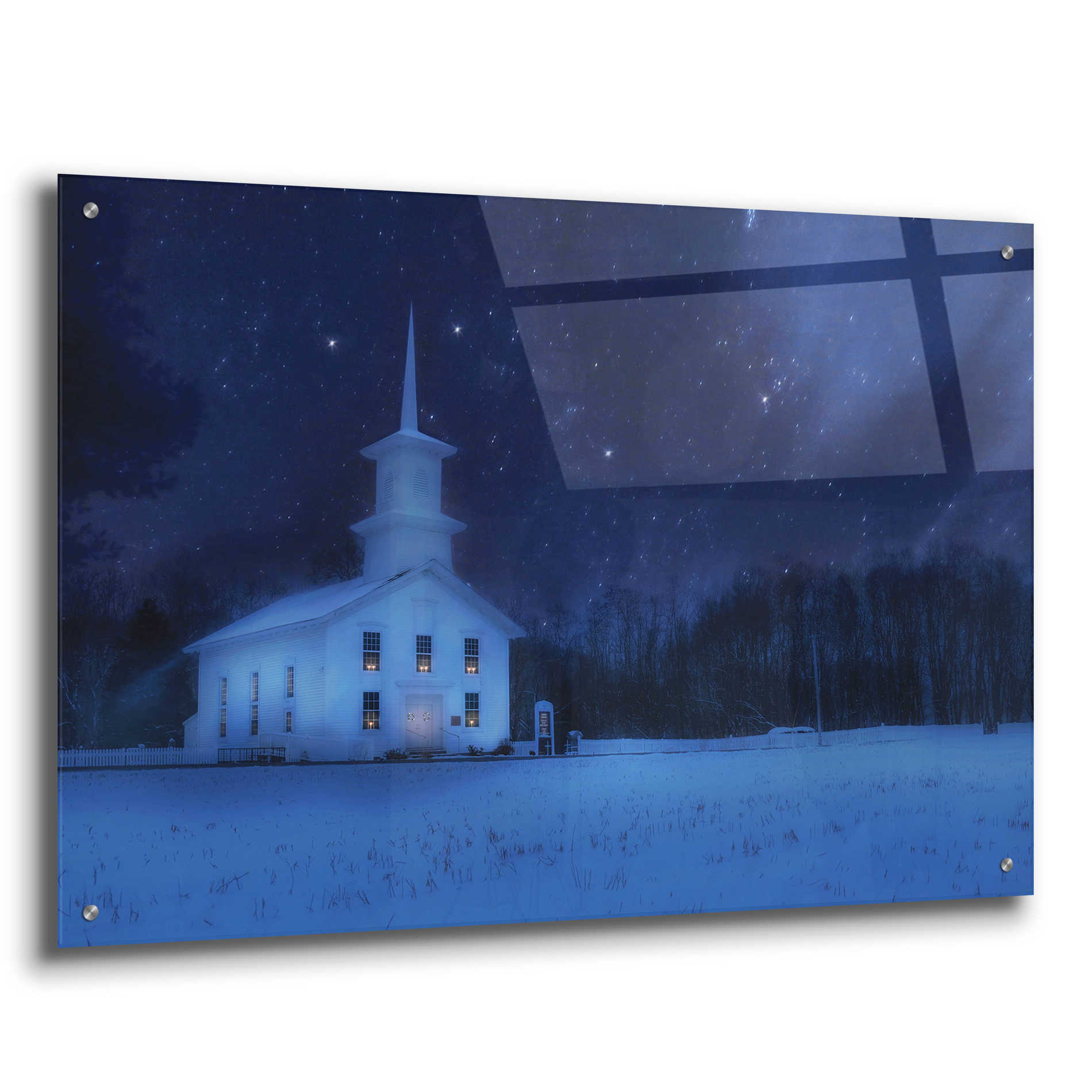 Epic Art 'Starry Night Church' by Lori Deiter Acrylic Glass Wall Art,36x24