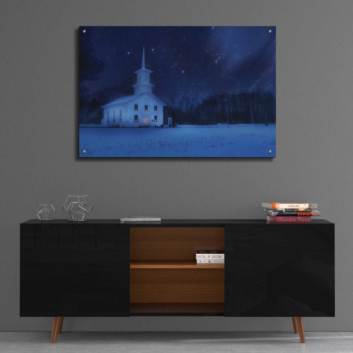 Epic Art 'Starry Night Church' by Lori Deiter Acrylic Glass Wall Art,36x24