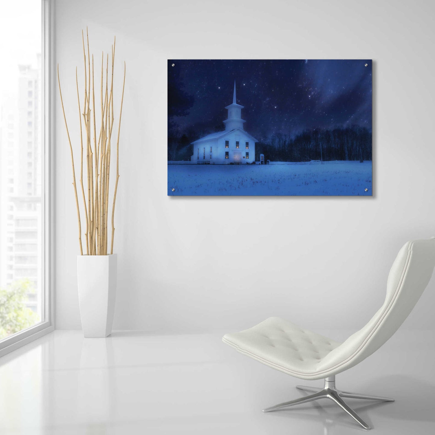 Epic Art 'Starry Night Church' by Lori Deiter Acrylic Glass Wall Art,36x24