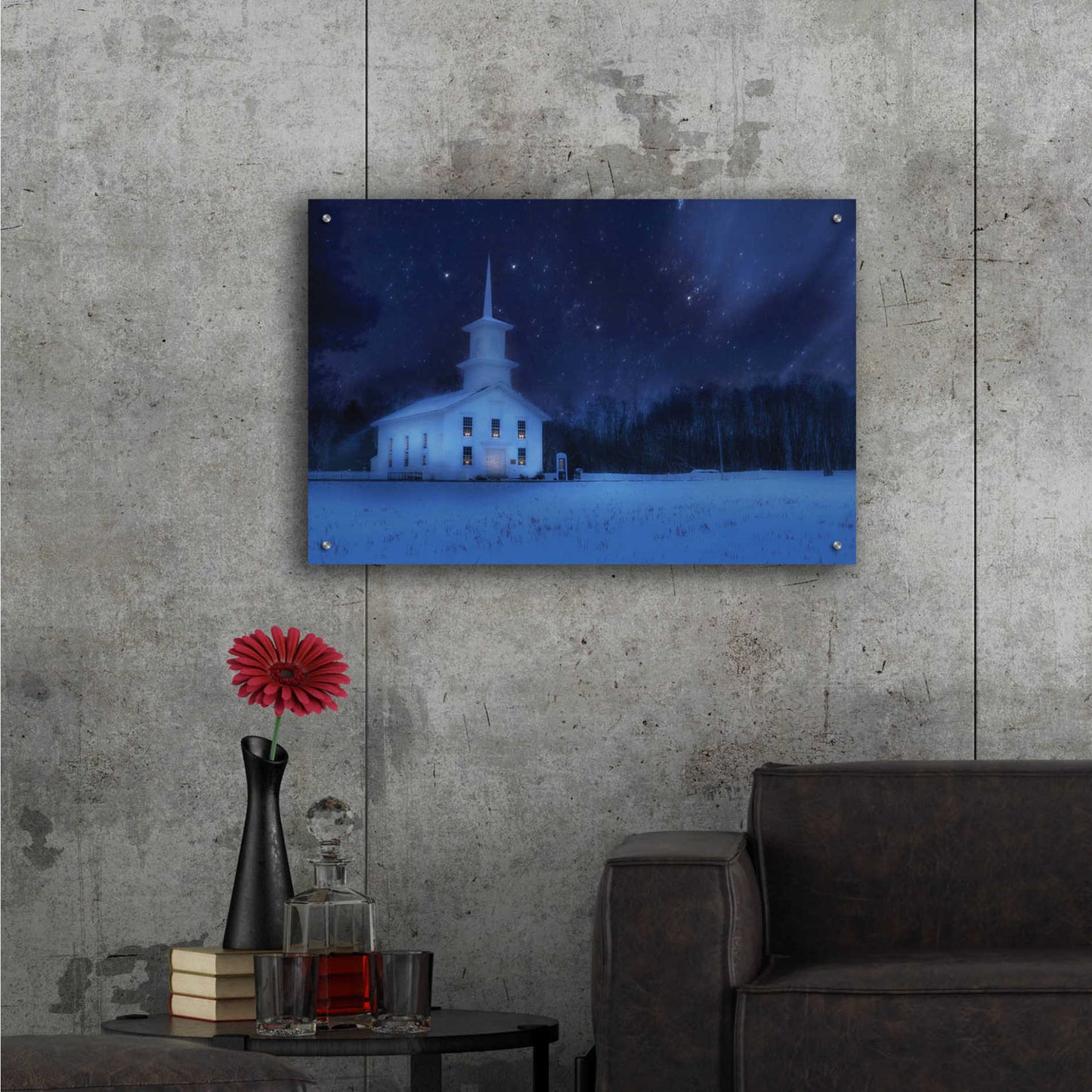 Epic Art 'Starry Night Church' by Lori Deiter Acrylic Glass Wall Art,36x24