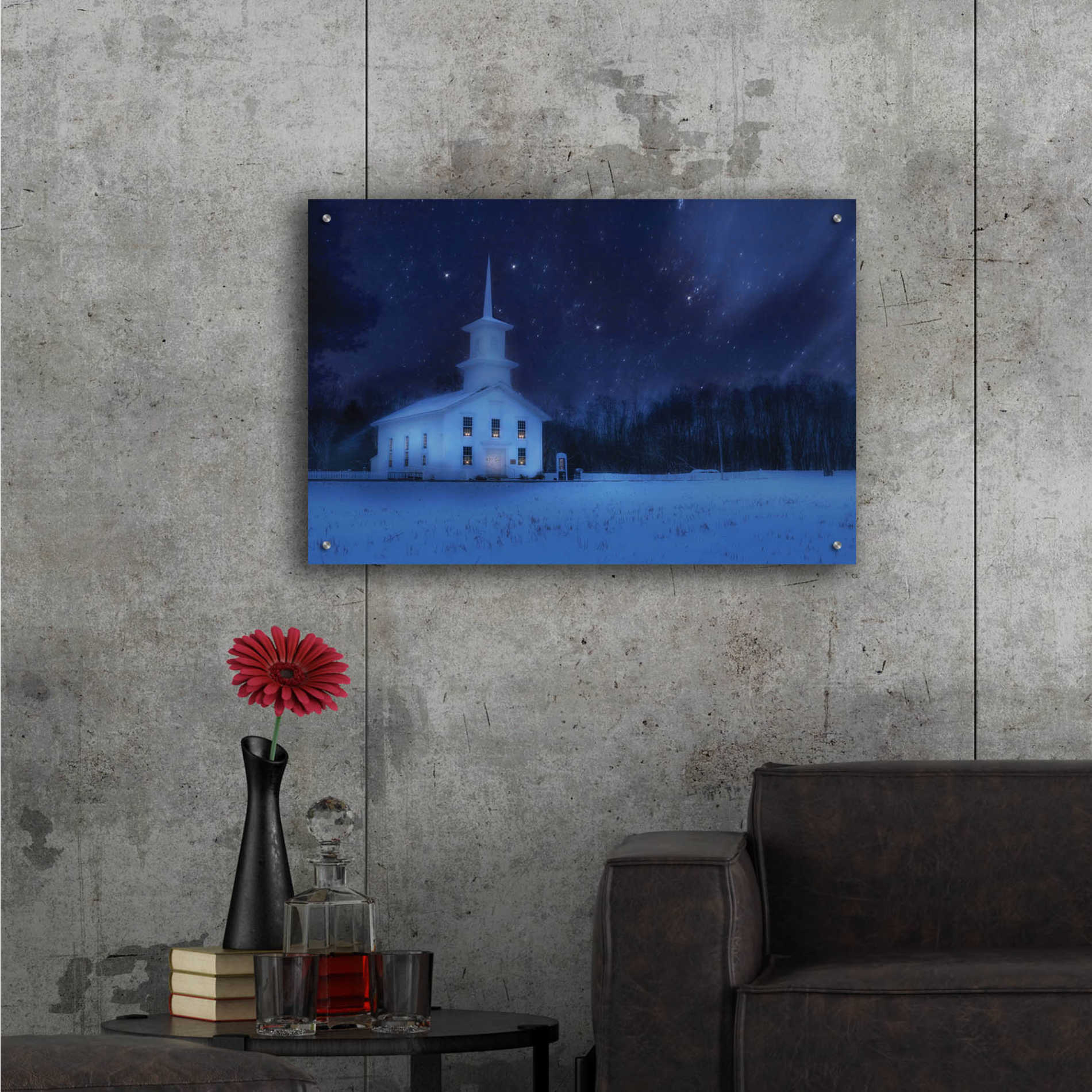 Epic Art 'Starry Night Church' by Lori Deiter Acrylic Glass Wall Art,36x24