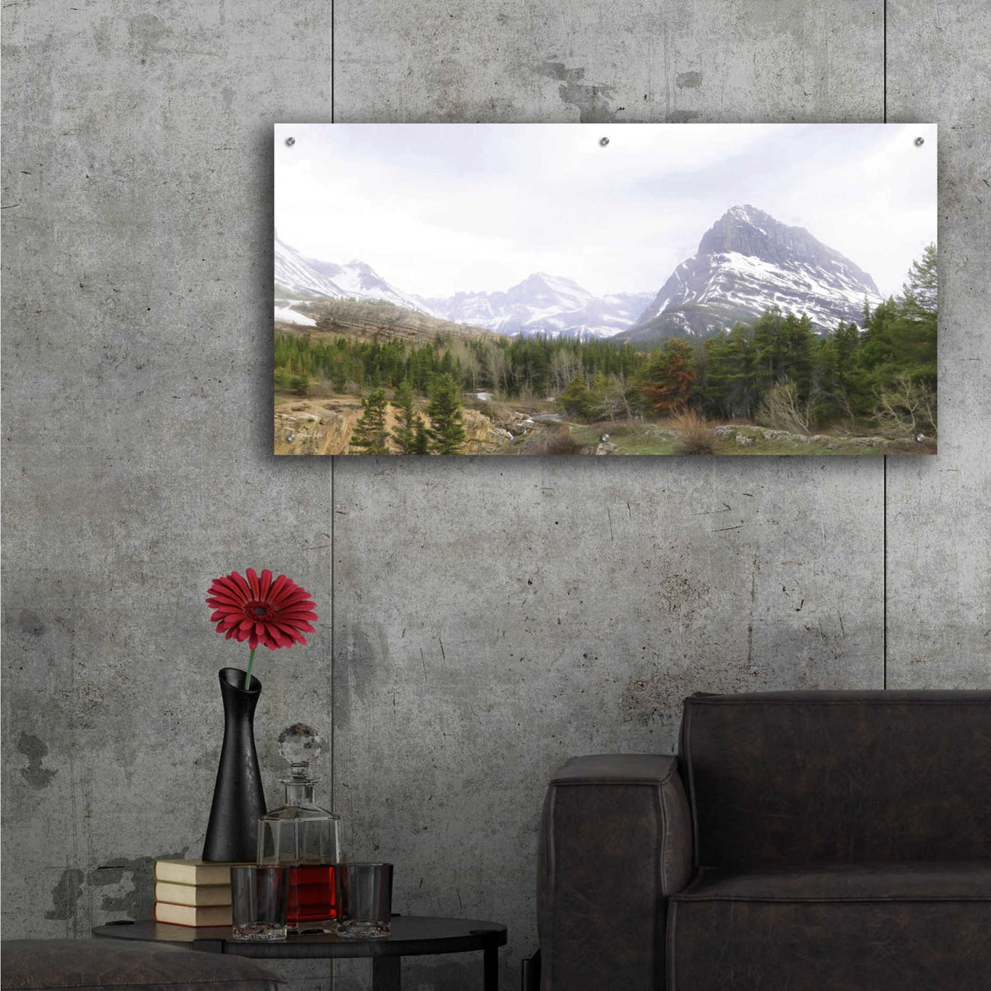 Epic Art 'Many Glacier Landscape' by Lori Deiter Acrylic Glass Wall Art,48x24
