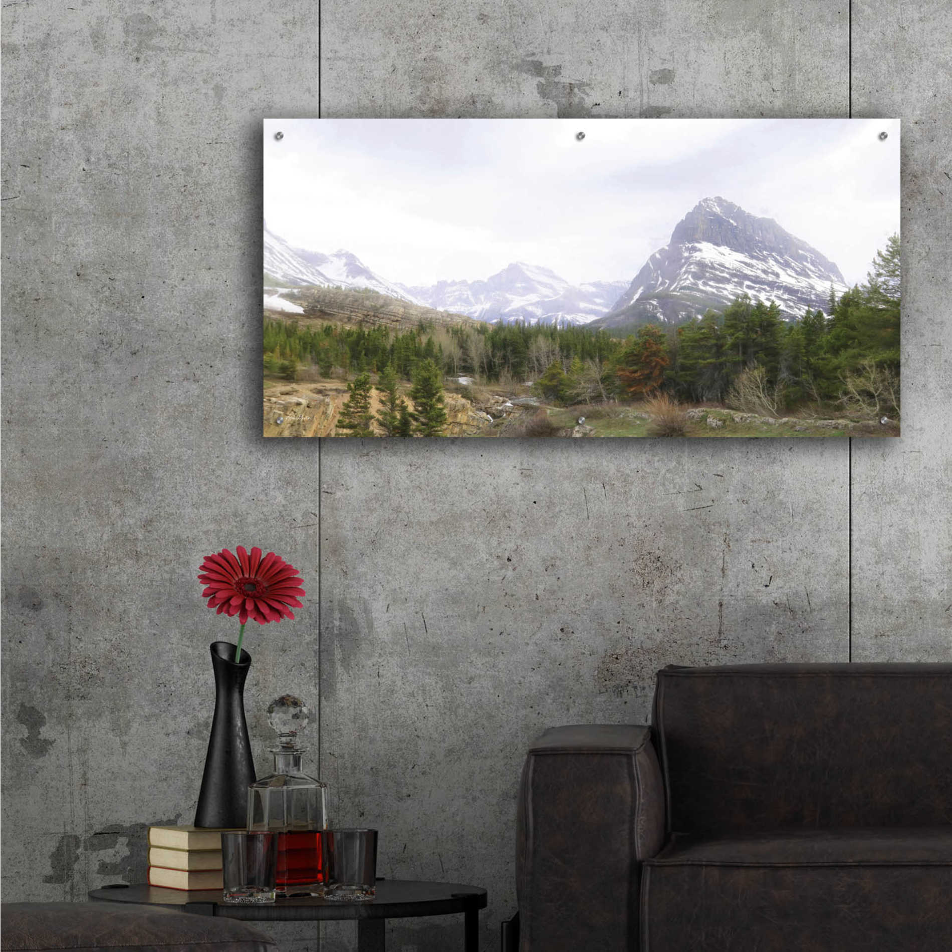 Epic Art 'Many Glacier Landscape' by Lori Deiter Acrylic Glass Wall Art,48x24