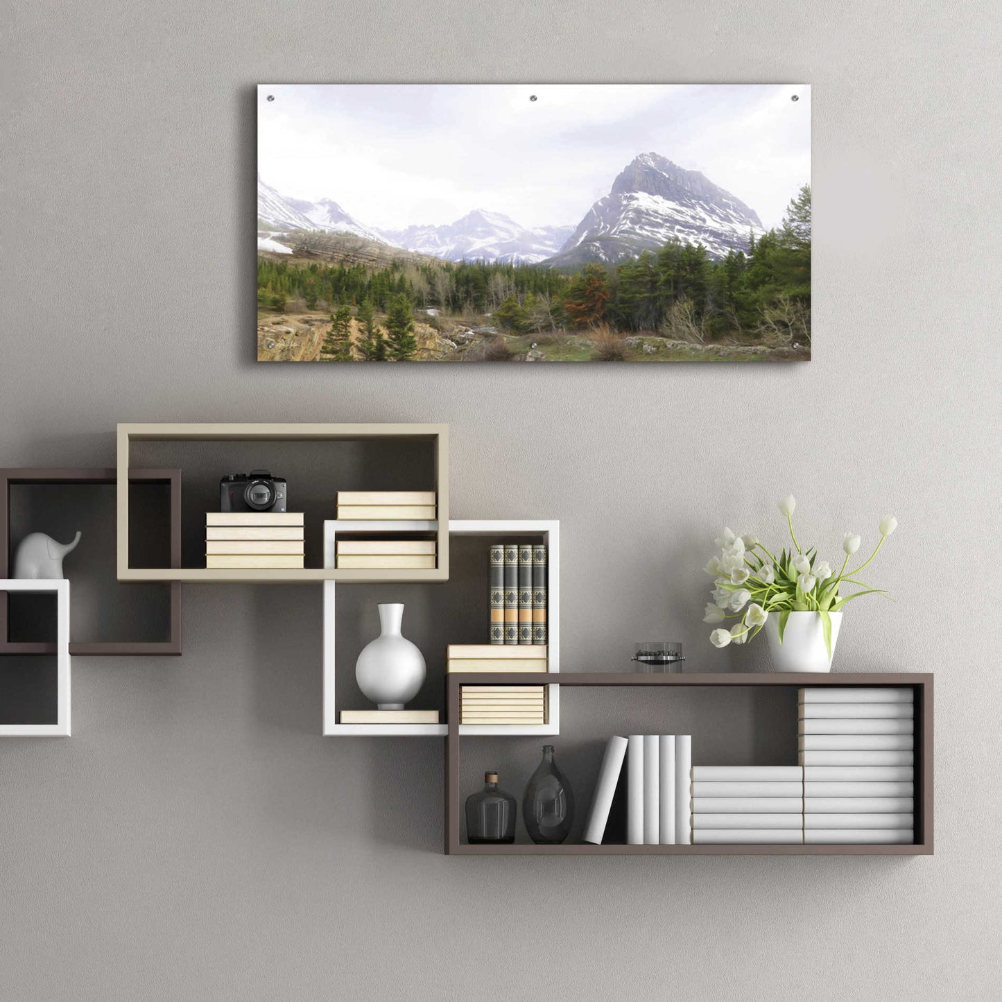 Epic Art 'Many Glacier Landscape' by Lori Deiter Acrylic Glass Wall Art,48x24