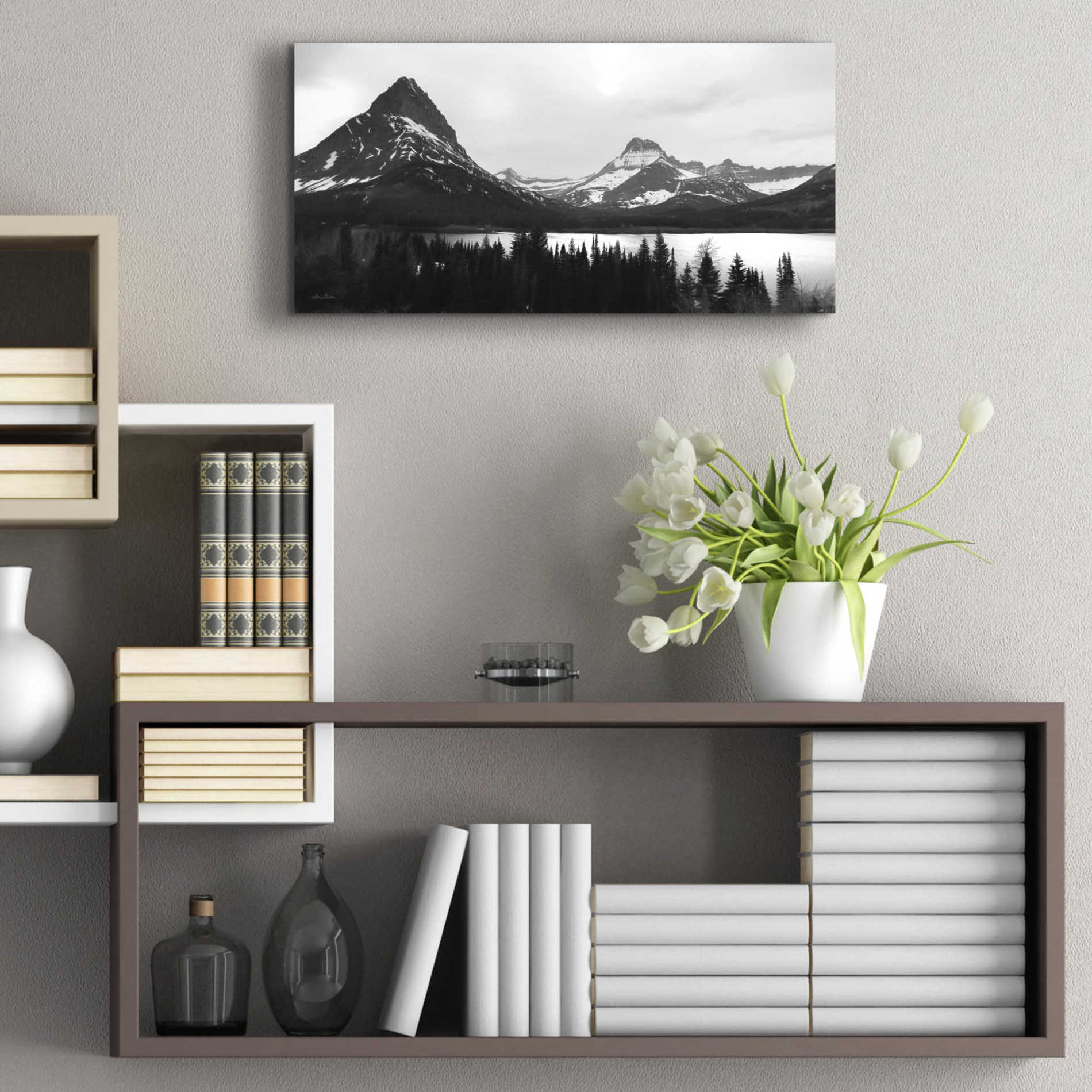 Epic Art 'Swiftcurrent Lake' by Lori Deiter Acrylic Glass Wall Art,24x12