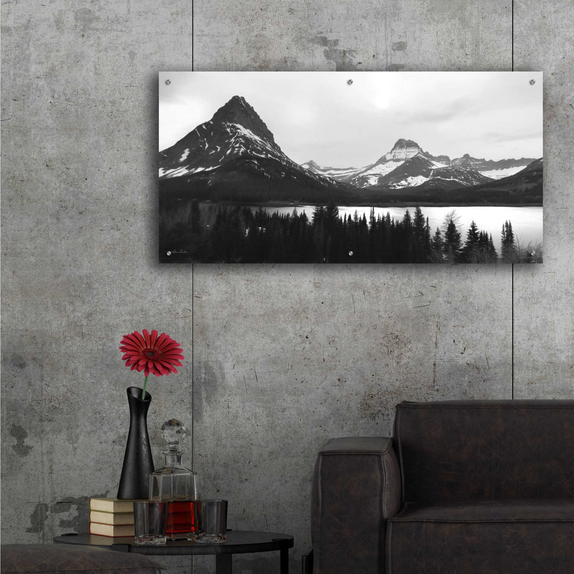 Epic Art 'Swiftcurrent Lake' by Lori Deiter Acrylic Glass Wall Art,48x24