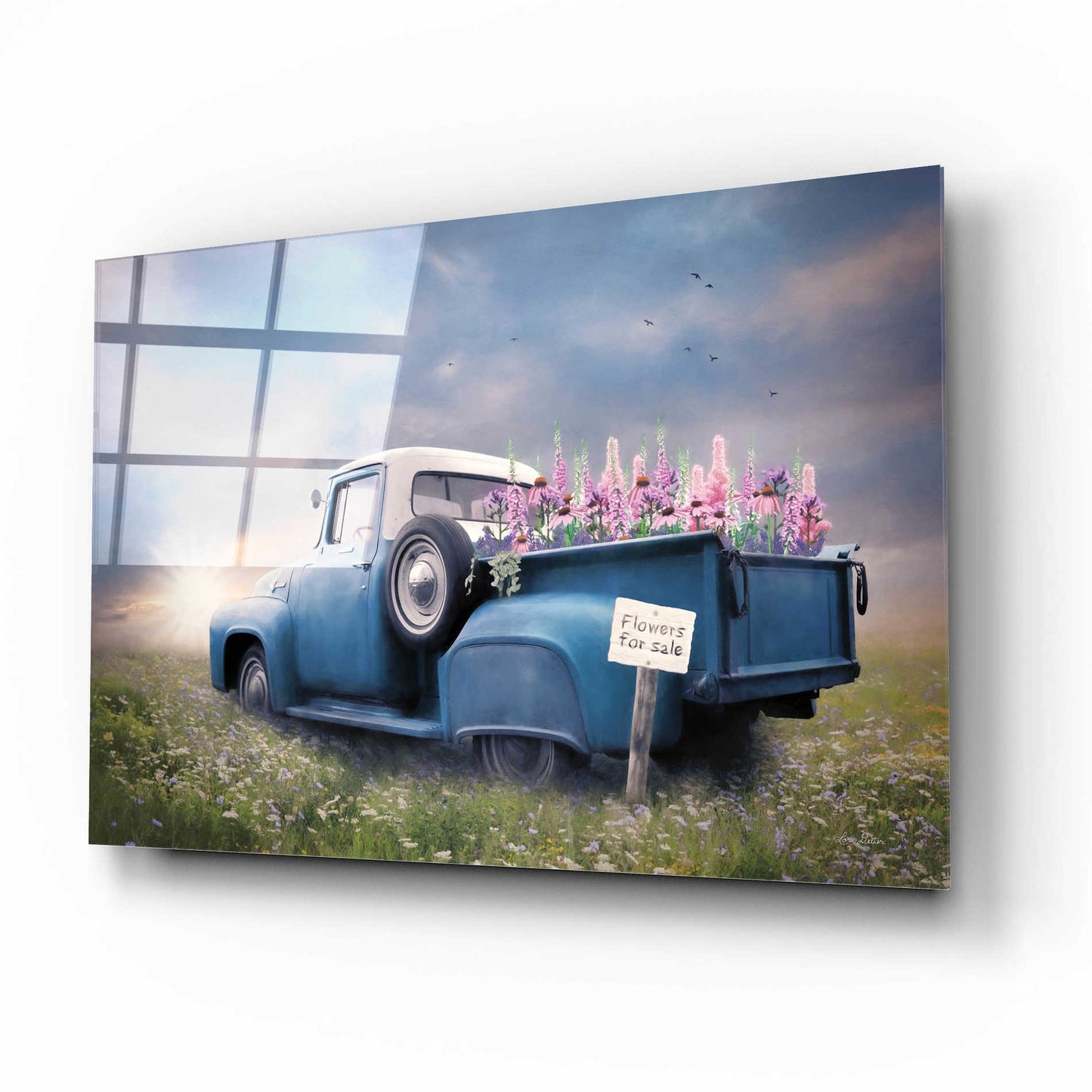 Epic Art 'Blue Ford with Foxglove Flowers' by Lori Deiter Acrylic Glass Wall Art,16x12