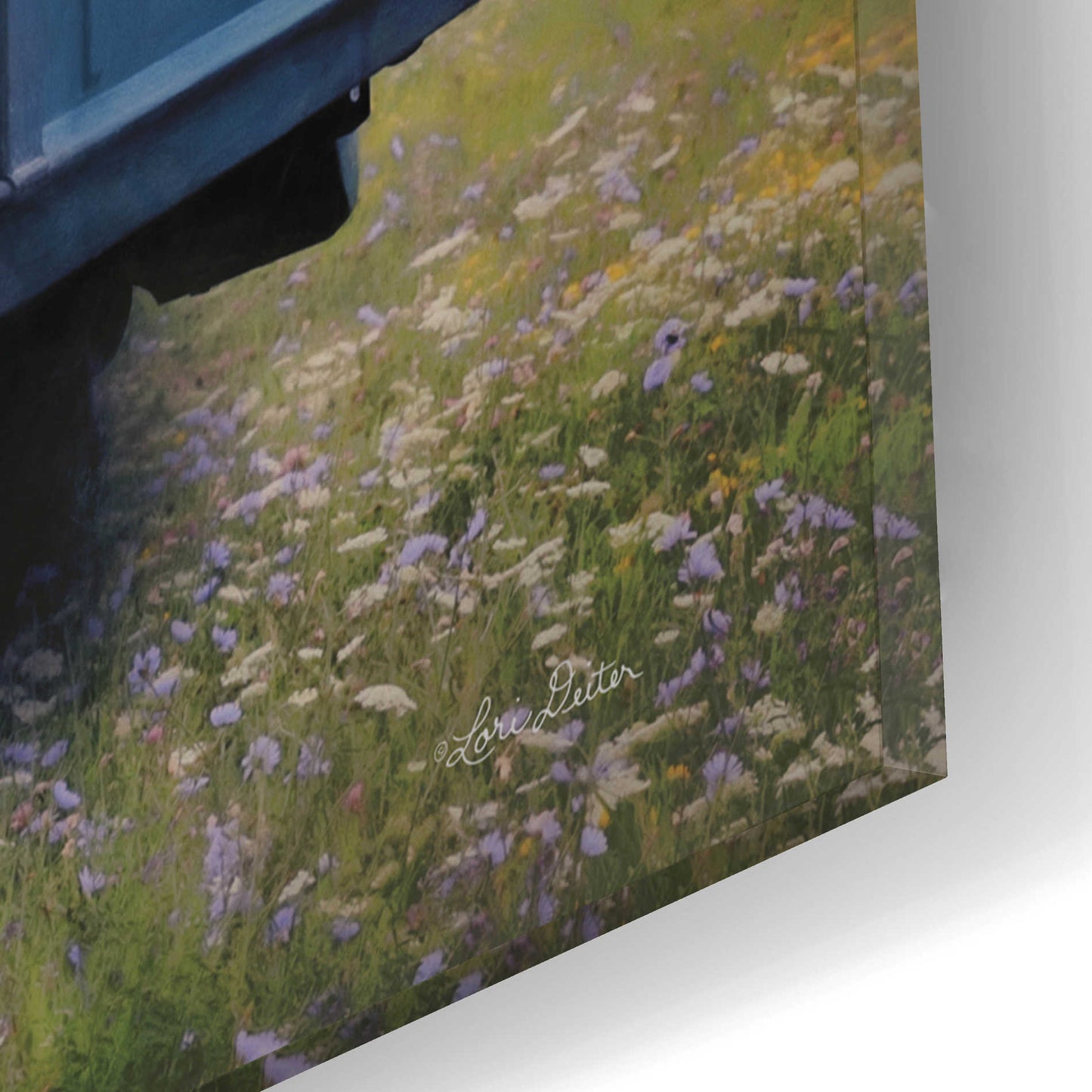 Epic Art 'Blue Ford with Foxglove Flowers' by Lori Deiter Acrylic Glass Wall Art,16x12