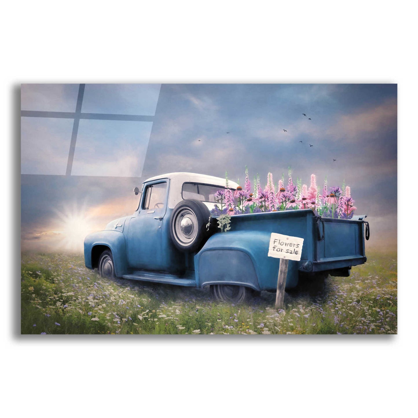 Epic Art 'Blue Ford with Foxglove Flowers' by Lori Deiter Acrylic Glass Wall Art,16x12