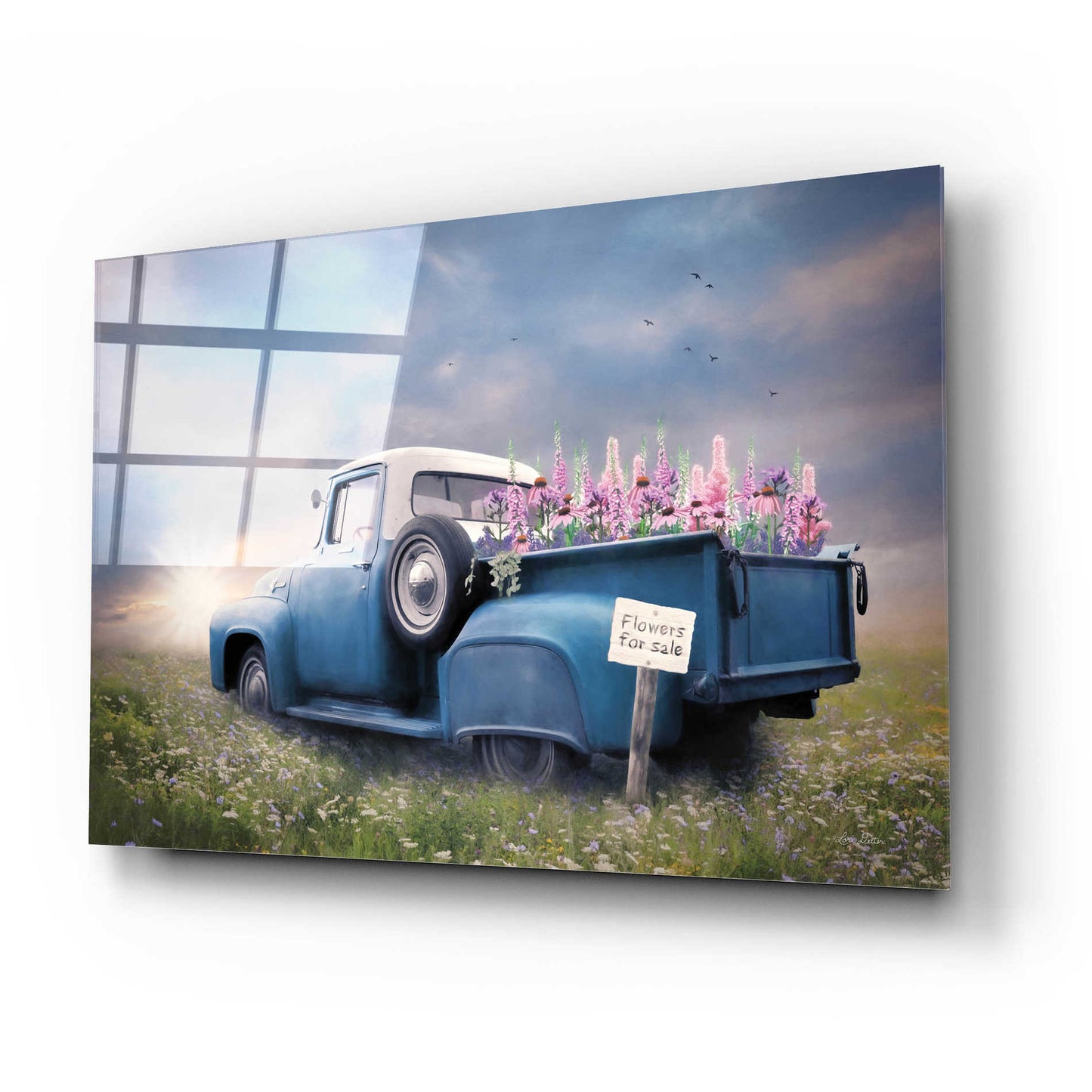 Epic Art 'Blue Ford with Foxglove Flowers' by Lori Deiter Acrylic Glass Wall Art,24x16