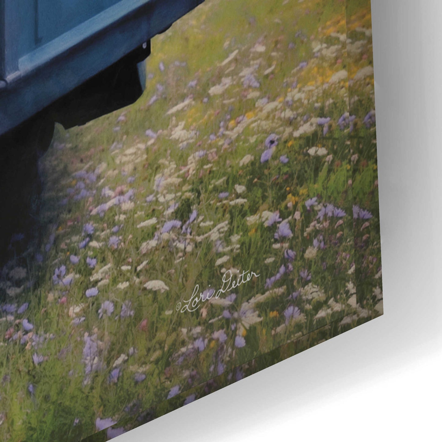 Epic Art 'Blue Ford with Foxglove Flowers' by Lori Deiter Acrylic Glass Wall Art,24x16