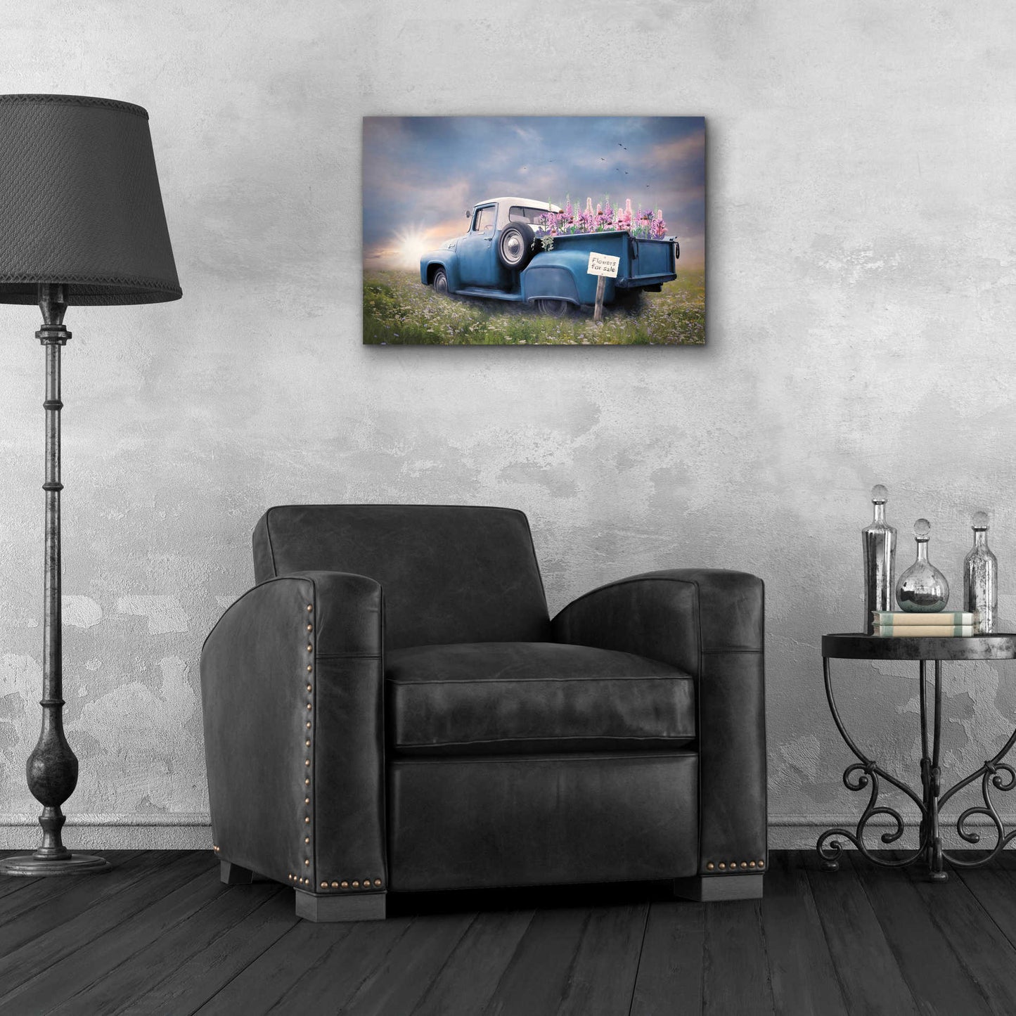 Epic Art 'Blue Ford with Foxglove Flowers' by Lori Deiter Acrylic Glass Wall Art,24x16