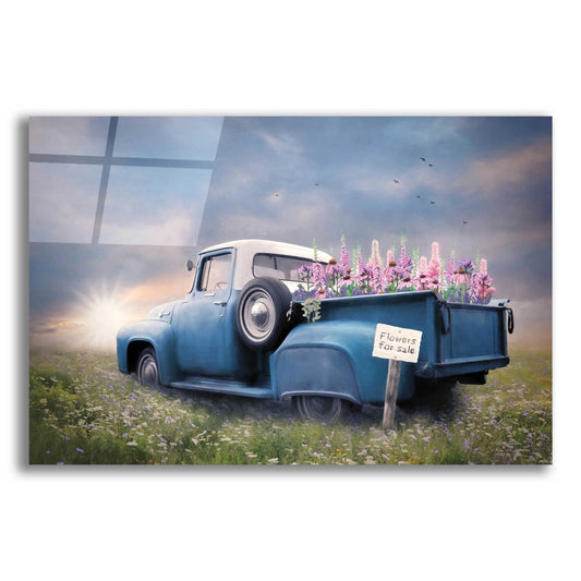 Epic Art 'Blue Ford with Foxglove Flowers' by Lori Deiter Acrylic Glass Wall Art