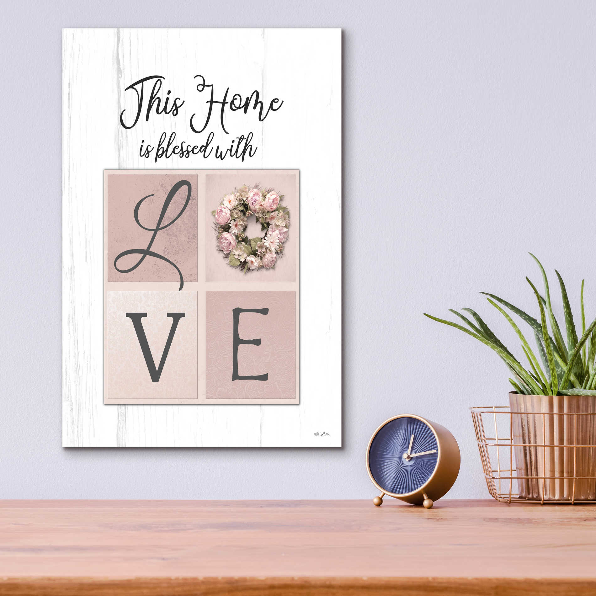 Epic Art 'This Home is Bless with Love' by Lori Deiter Acrylic Glass Wall Art,12x16