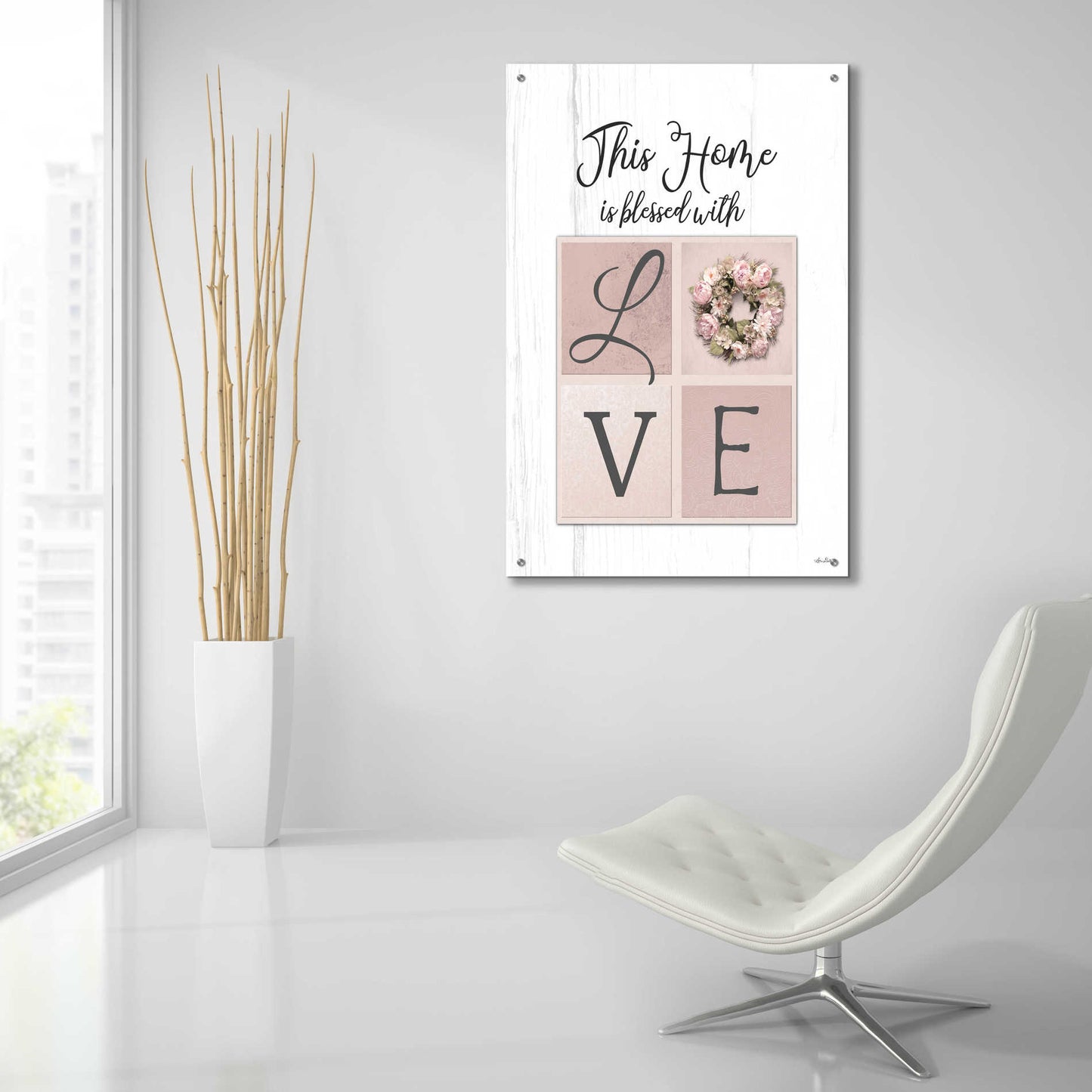 Epic Art 'This Home is Bless with Love' by Lori Deiter Acrylic Glass Wall Art,24x36