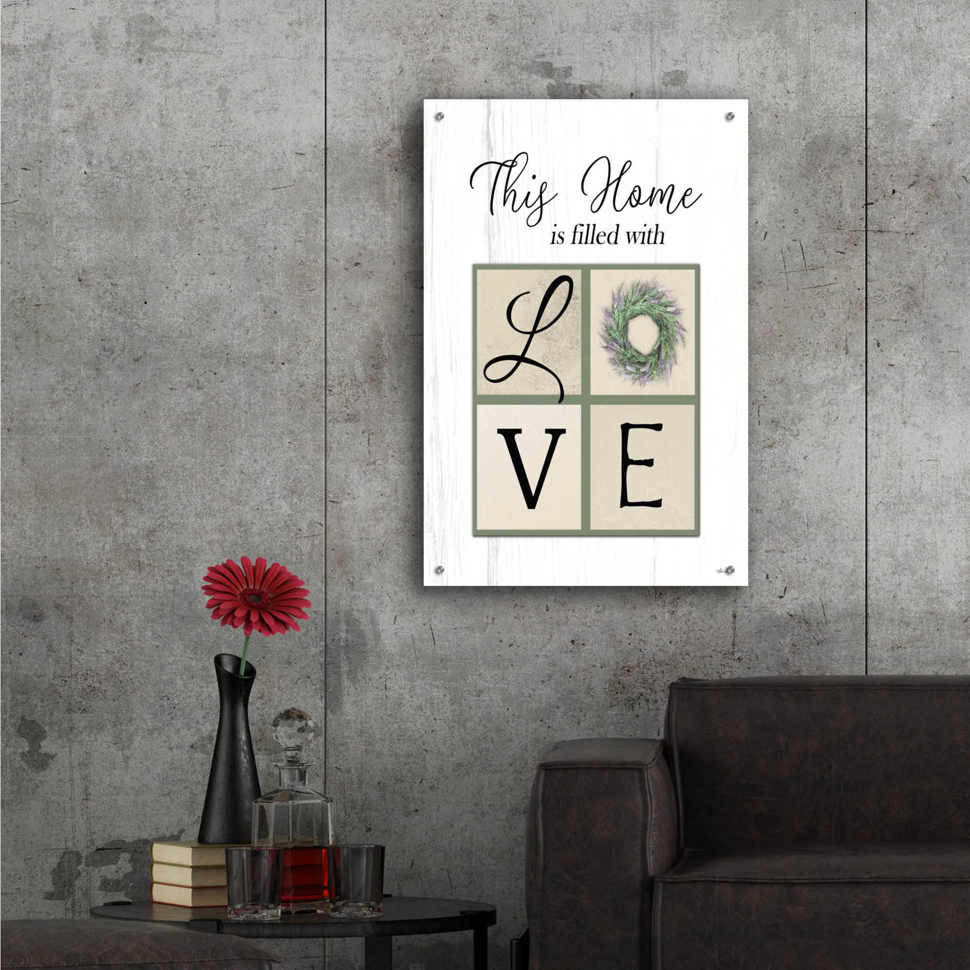 Epic Art 'This Home is Filled with Love' by Lori Deiter Acrylic Glass Wall Art,24x36