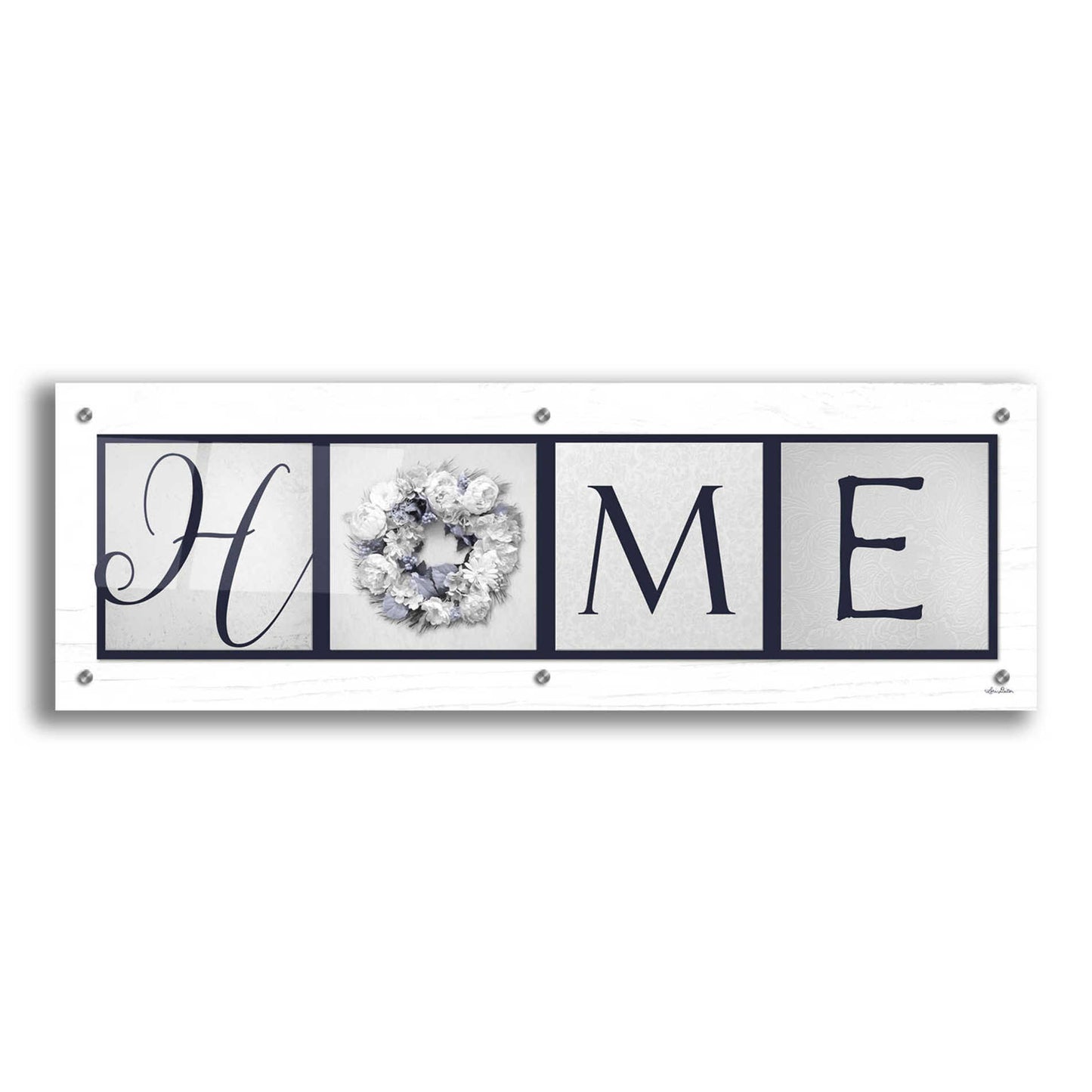 Epic Art 'Navy Blue Home' by Lori Deiter Acrylic Glass Wall Art,36x12