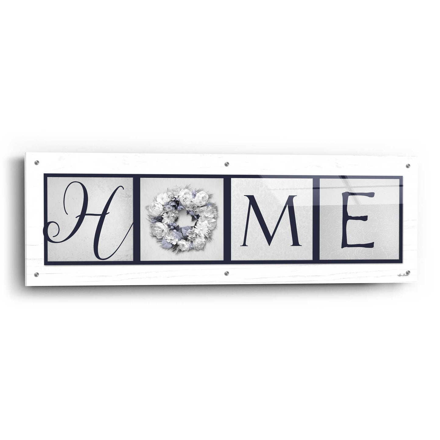Epic Art 'Navy Blue Home' by Lori Deiter Acrylic Glass Wall Art,48x16