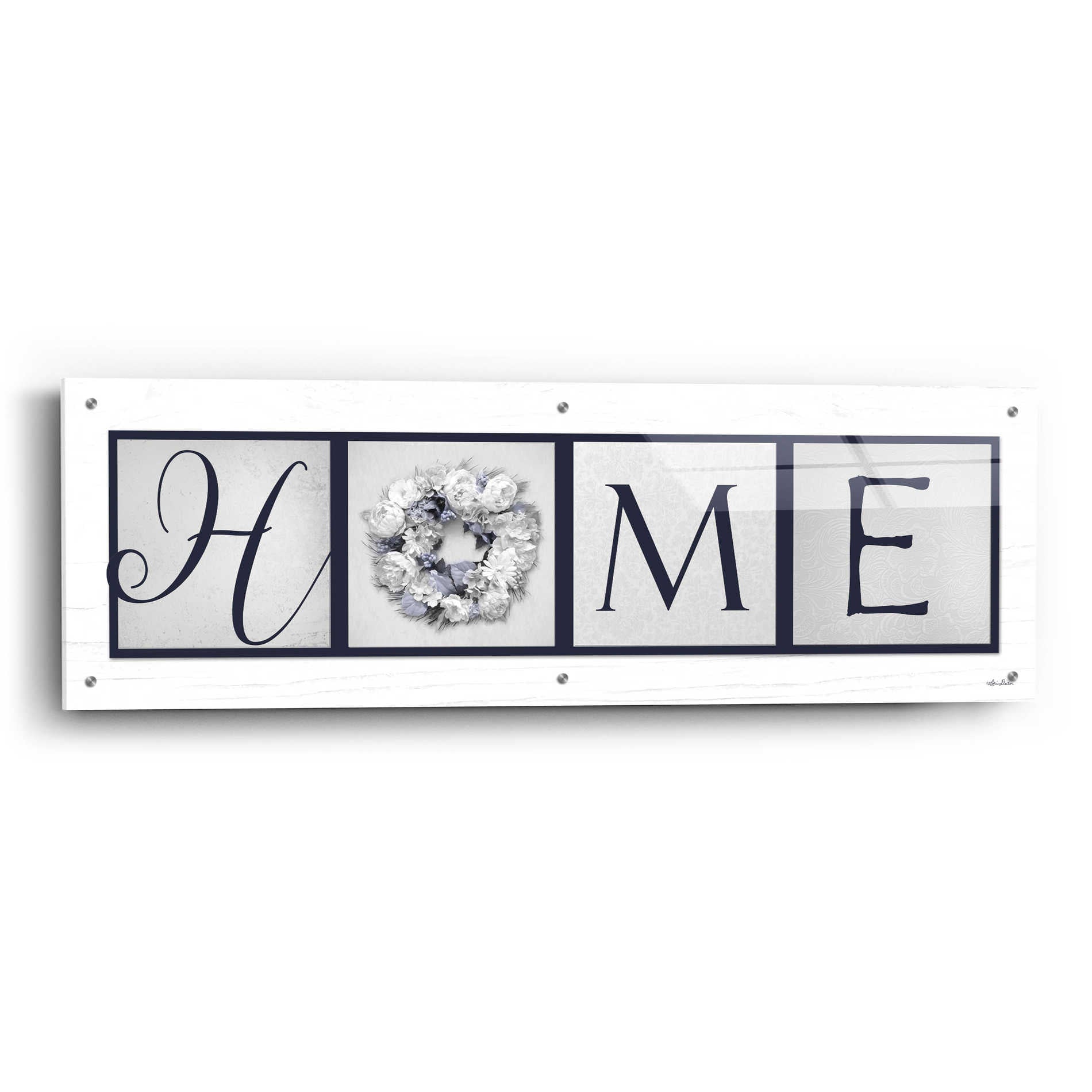 Epic Art 'Navy Blue Home' by Lori Deiter Acrylic Glass Wall Art,48x16