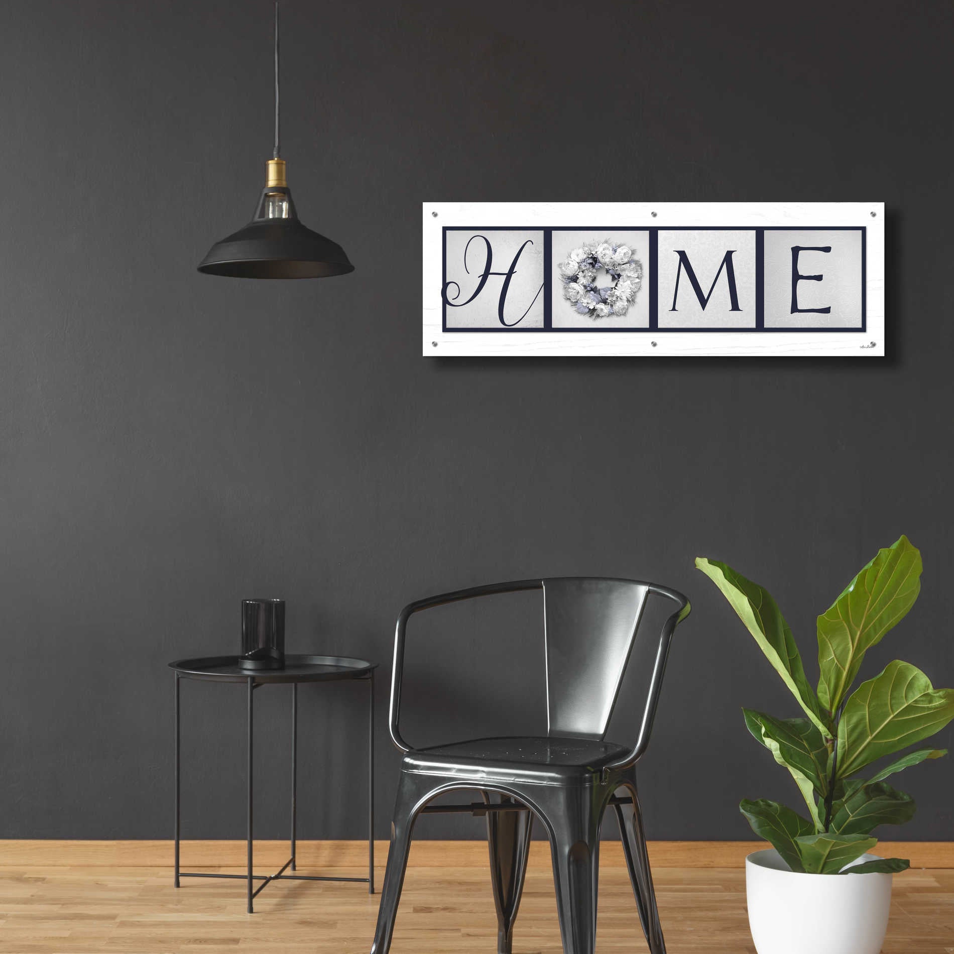 Epic Art 'Navy Blue Home' by Lori Deiter Acrylic Glass Wall Art,48x16