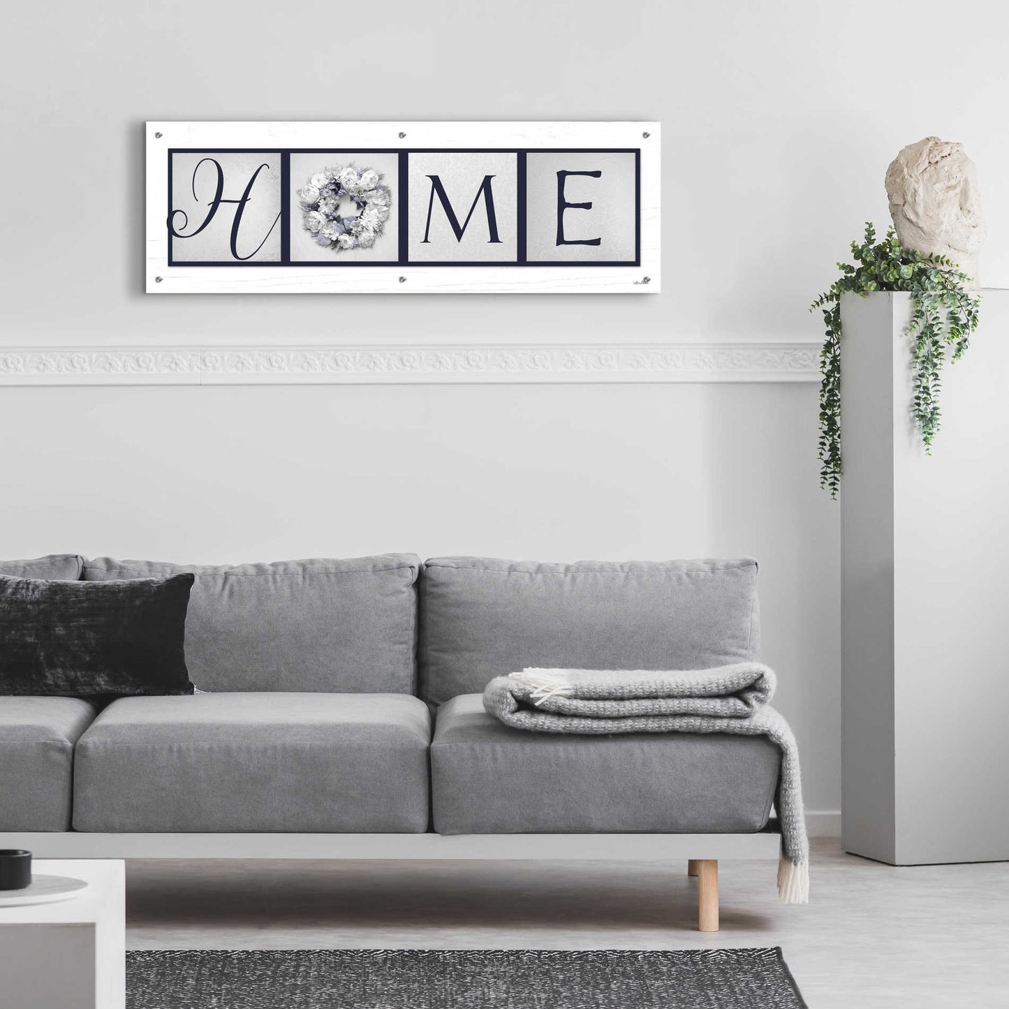 Epic Art 'Navy Blue Home' by Lori Deiter Acrylic Glass Wall Art,48x16