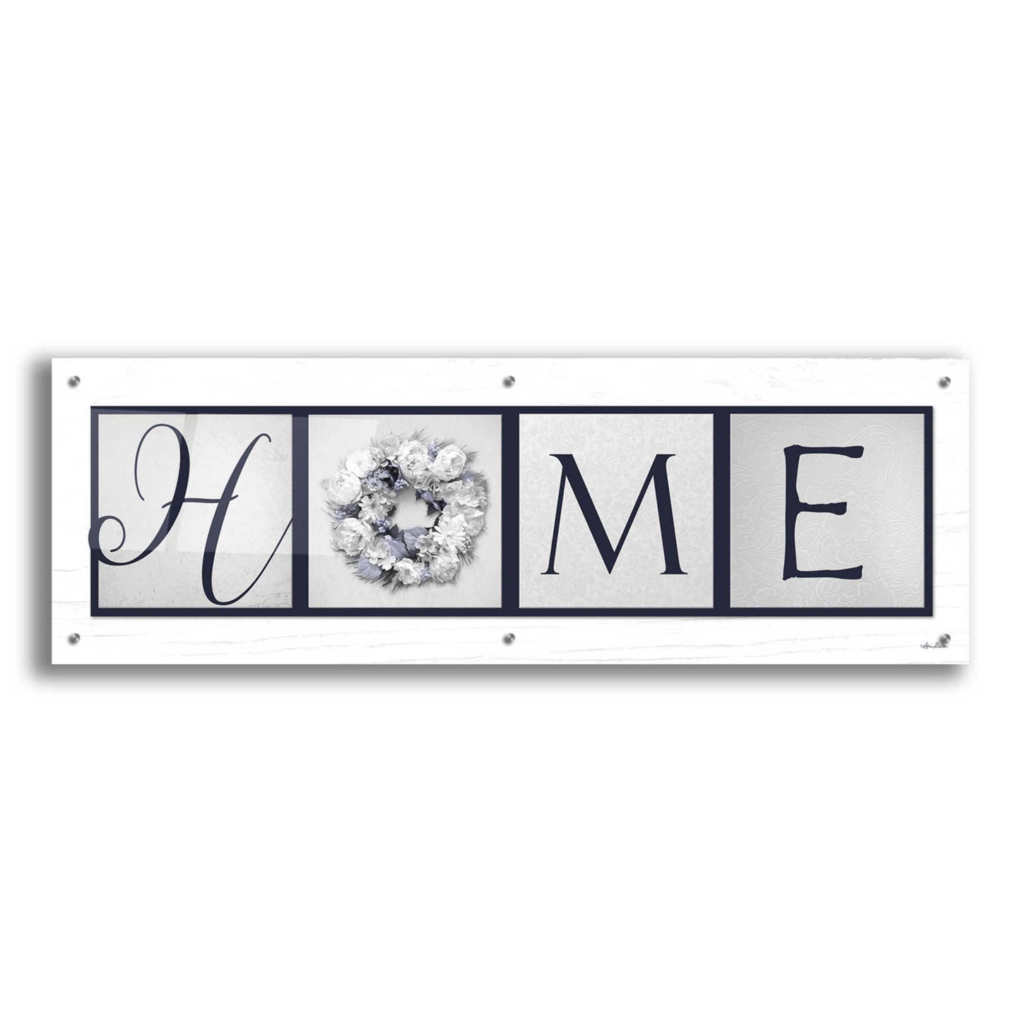 Epic Art 'Navy Blue Home' by Lori Deiter Acrylic Glass Wall Art,48x16