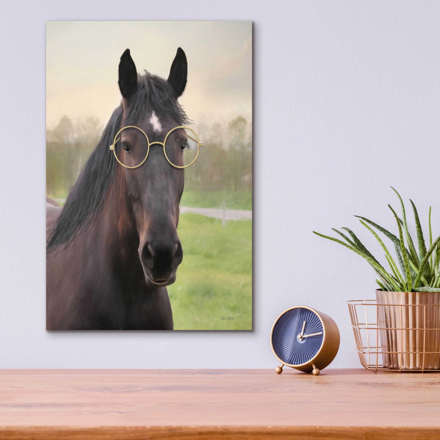 Epic Art 'Horse with Round Glasses' by Lori Deiter Acrylic Glass Wall Art,12x16