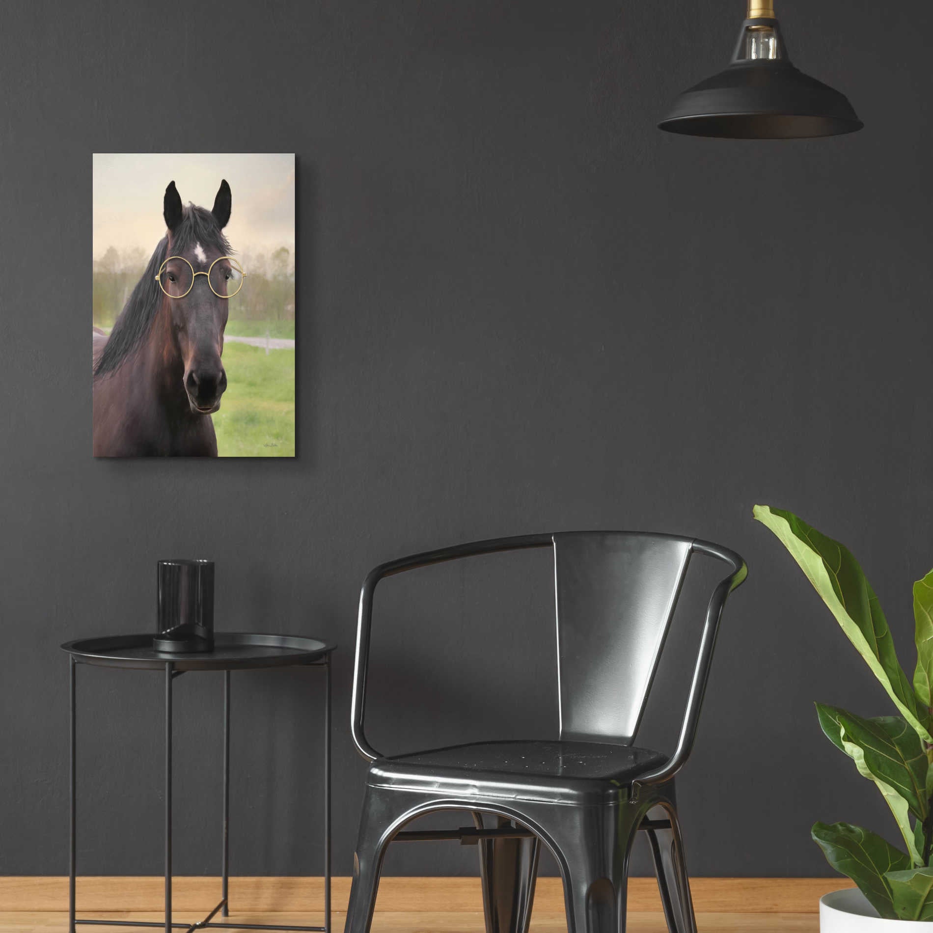 Epic Art 'Horse with Round Glasses' by Lori Deiter Acrylic Glass Wall Art,16x24