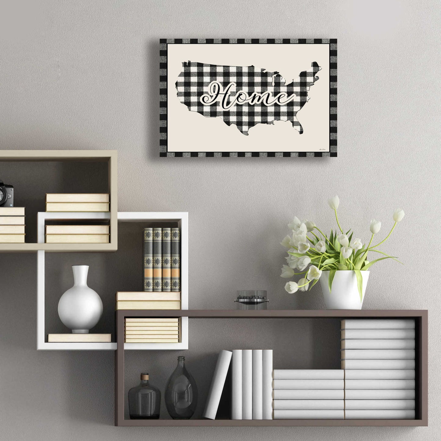 Epic Art 'USA Home Plaid' by Lori Deiter Acrylic Glass Wall Art,24x16