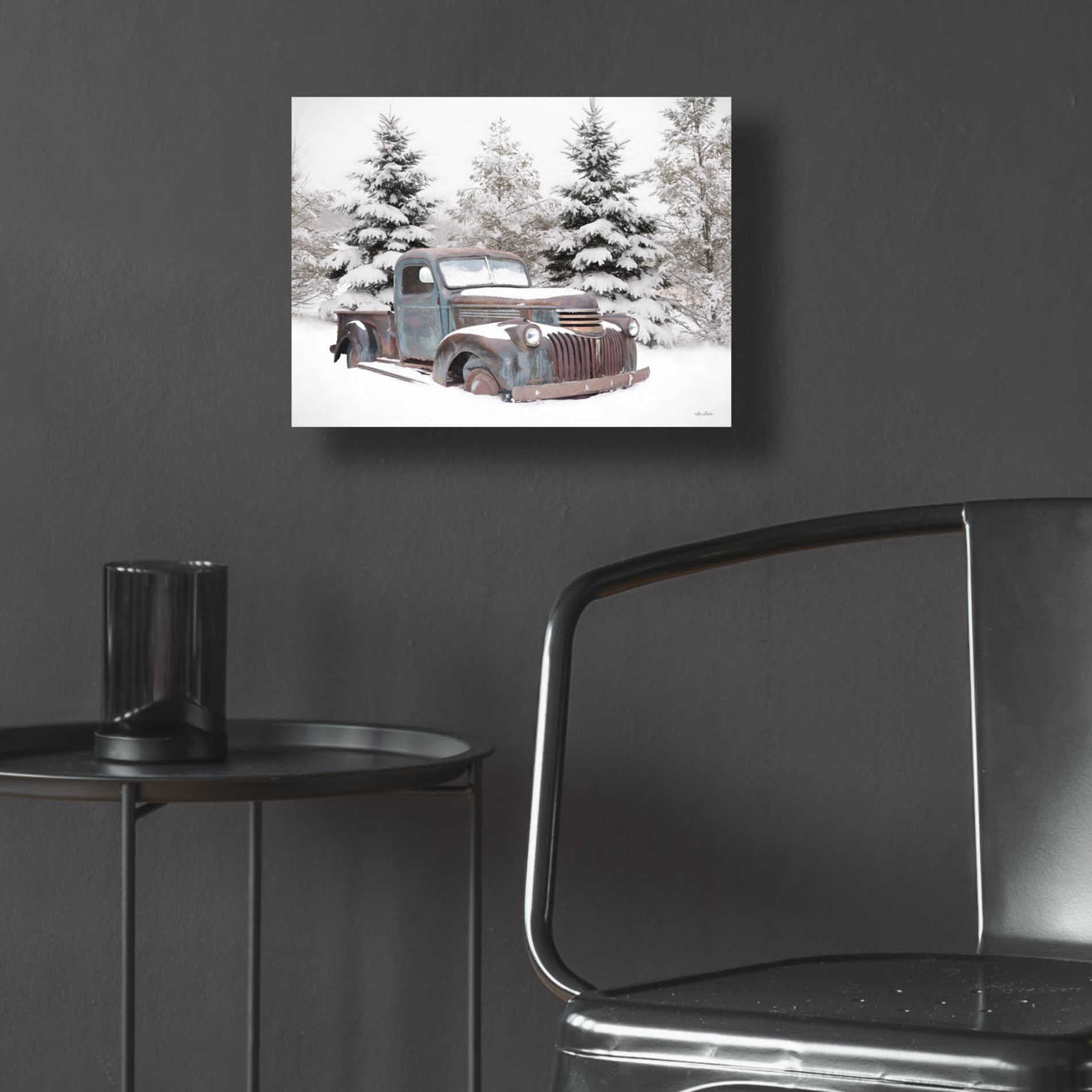 Epic Art 'Chevy at the Tree Farm' by Lori Deiter Acrylic Glass Wall Art,16x12