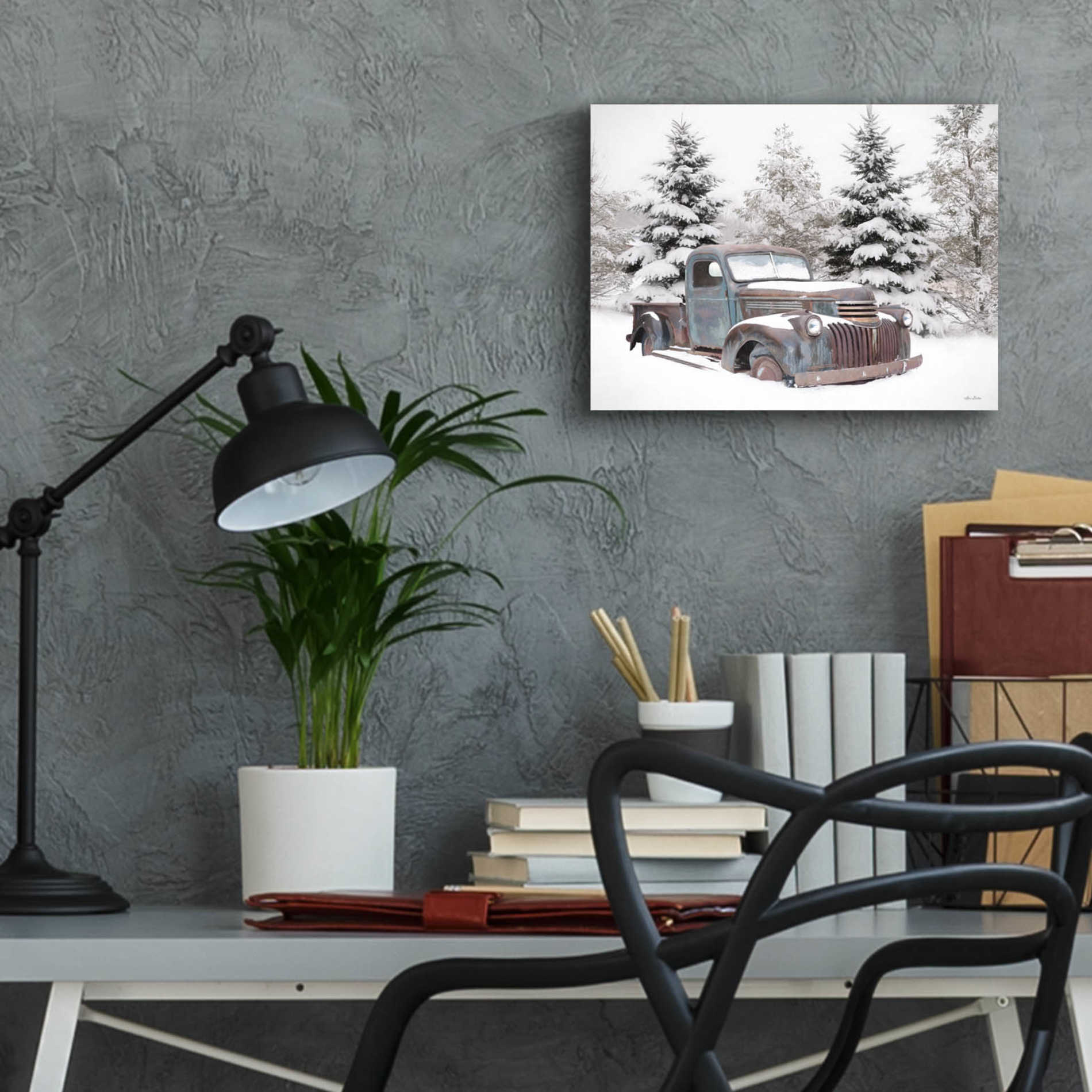Epic Art 'Chevy at the Tree Farm' by Lori Deiter Acrylic Glass Wall Art,16x12