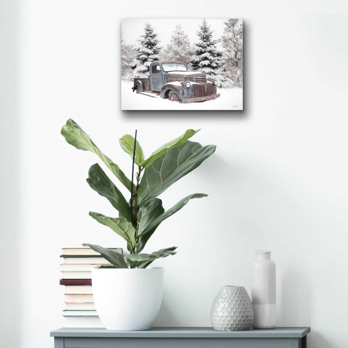 Epic Art 'Chevy at the Tree Farm' by Lori Deiter Acrylic Glass Wall Art,16x12