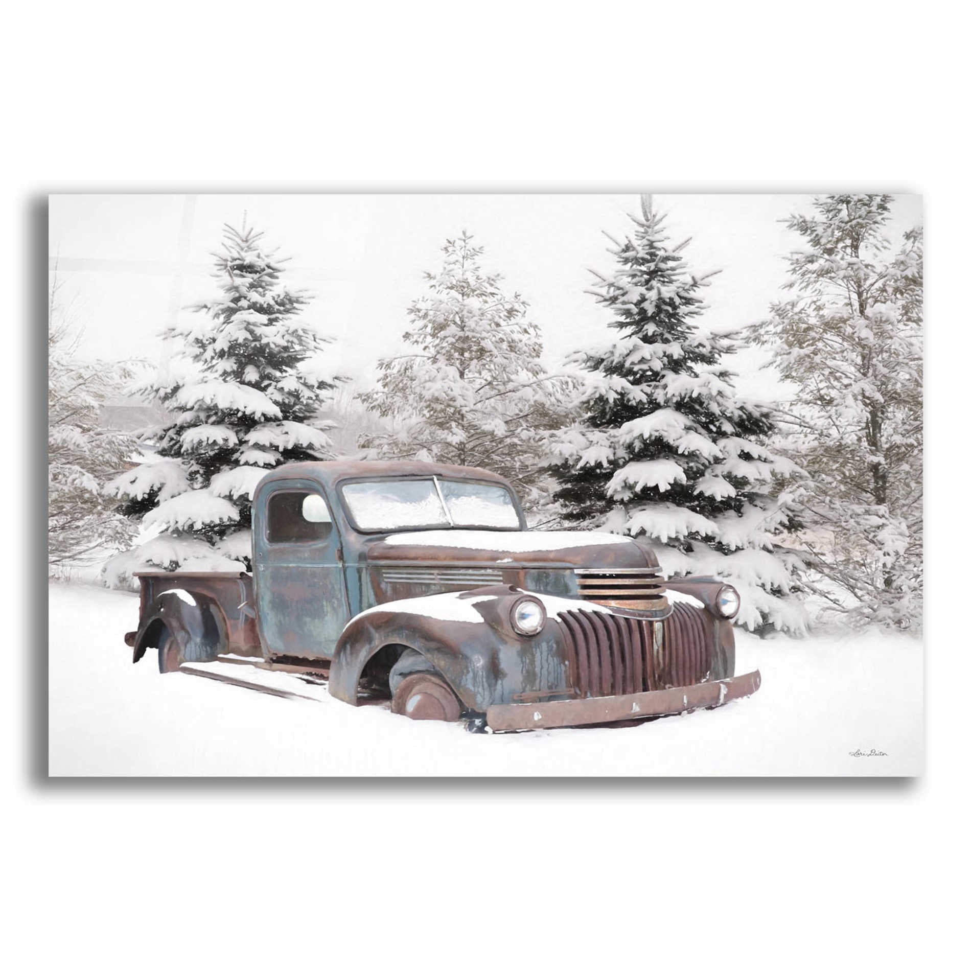 Epic Art 'Chevy at the Tree Farm' by Lori Deiter Acrylic Glass Wall Art,16x12