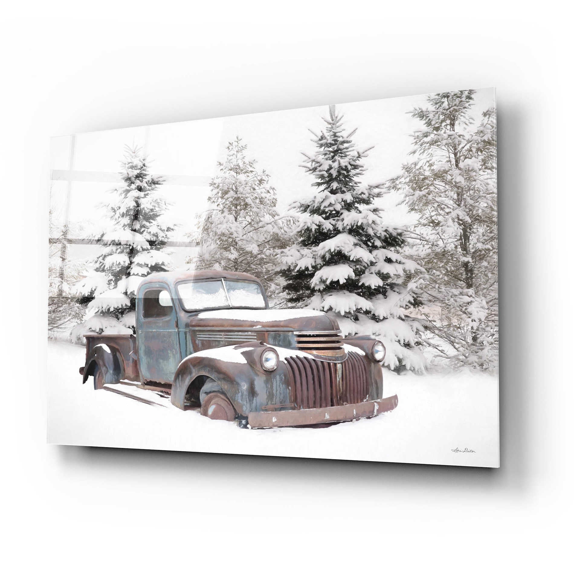 Epic Art 'Chevy at the Tree Farm' by Lori Deiter Acrylic Glass Wall Art,24x16