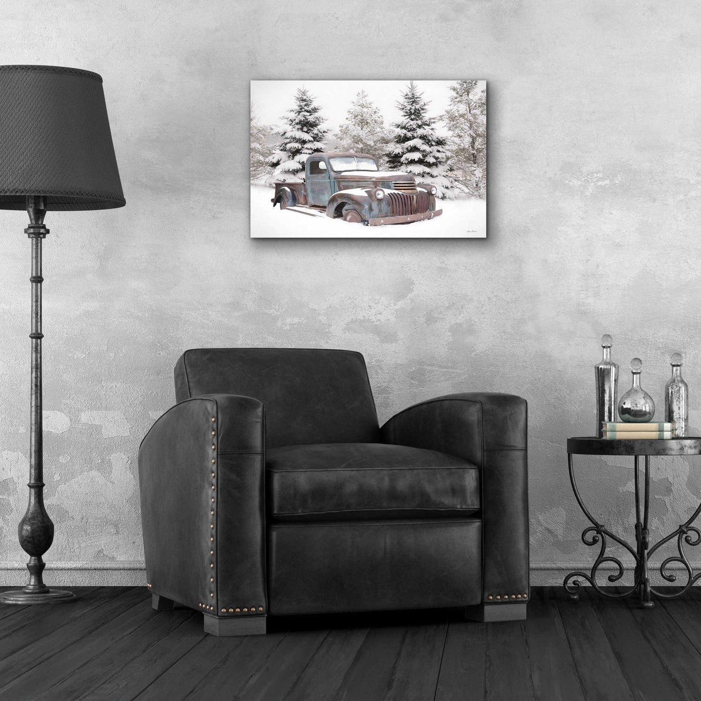 Epic Art 'Chevy at the Tree Farm' by Lori Deiter Acrylic Glass Wall Art,24x16