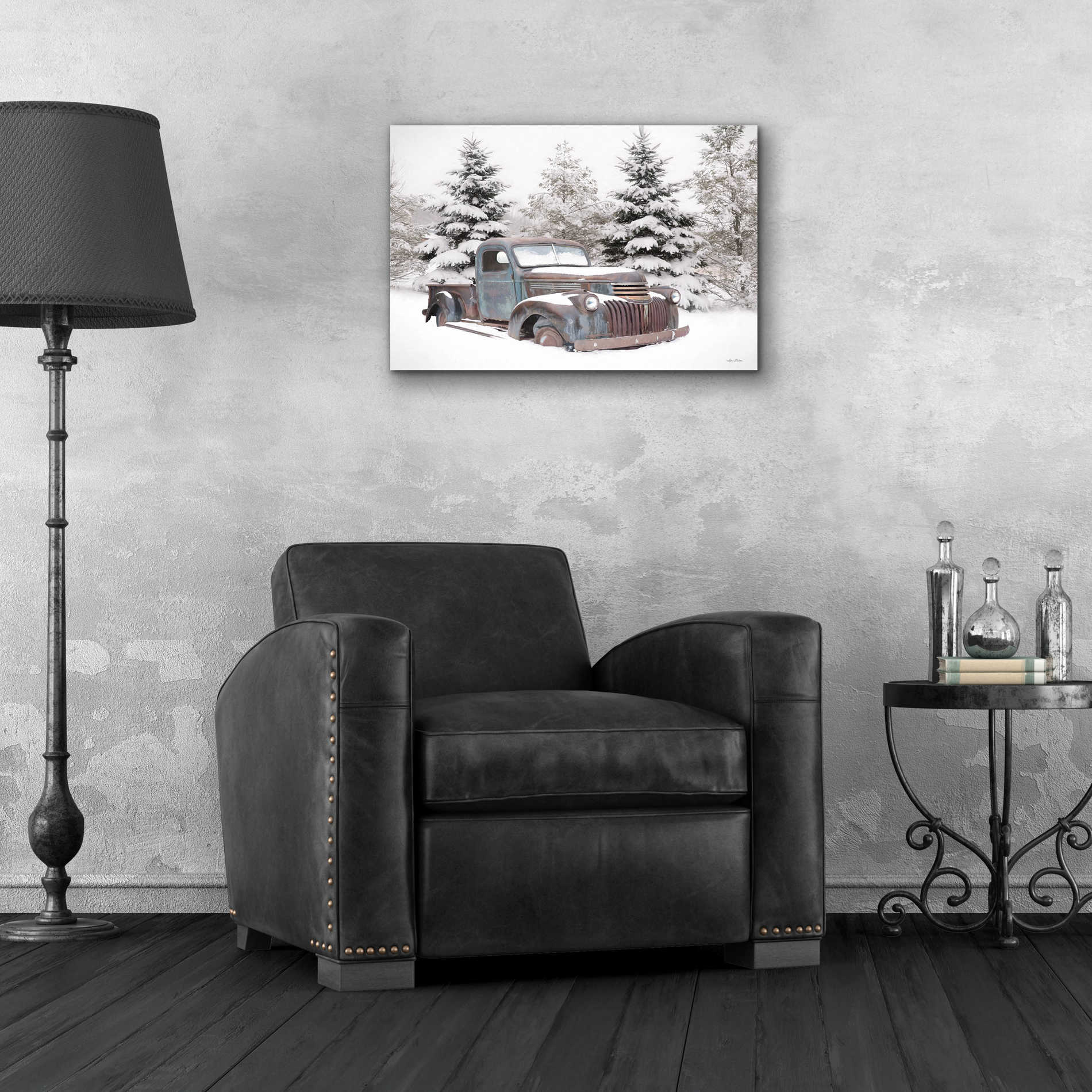 Epic Art 'Chevy at the Tree Farm' by Lori Deiter Acrylic Glass Wall Art,24x16