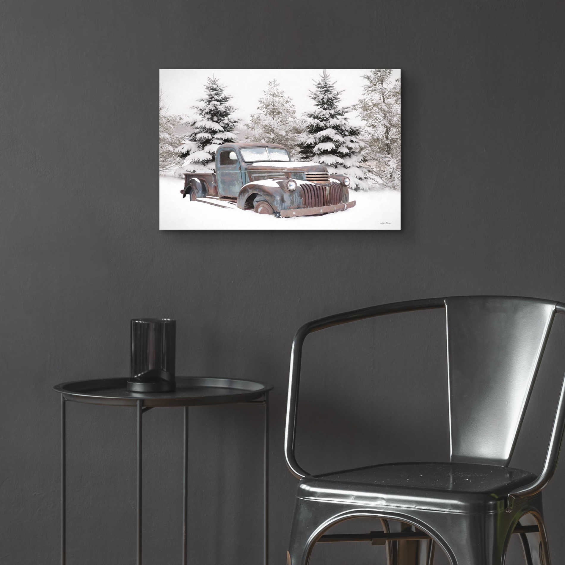 Epic Art 'Chevy at the Tree Farm' by Lori Deiter Acrylic Glass Wall Art,24x16