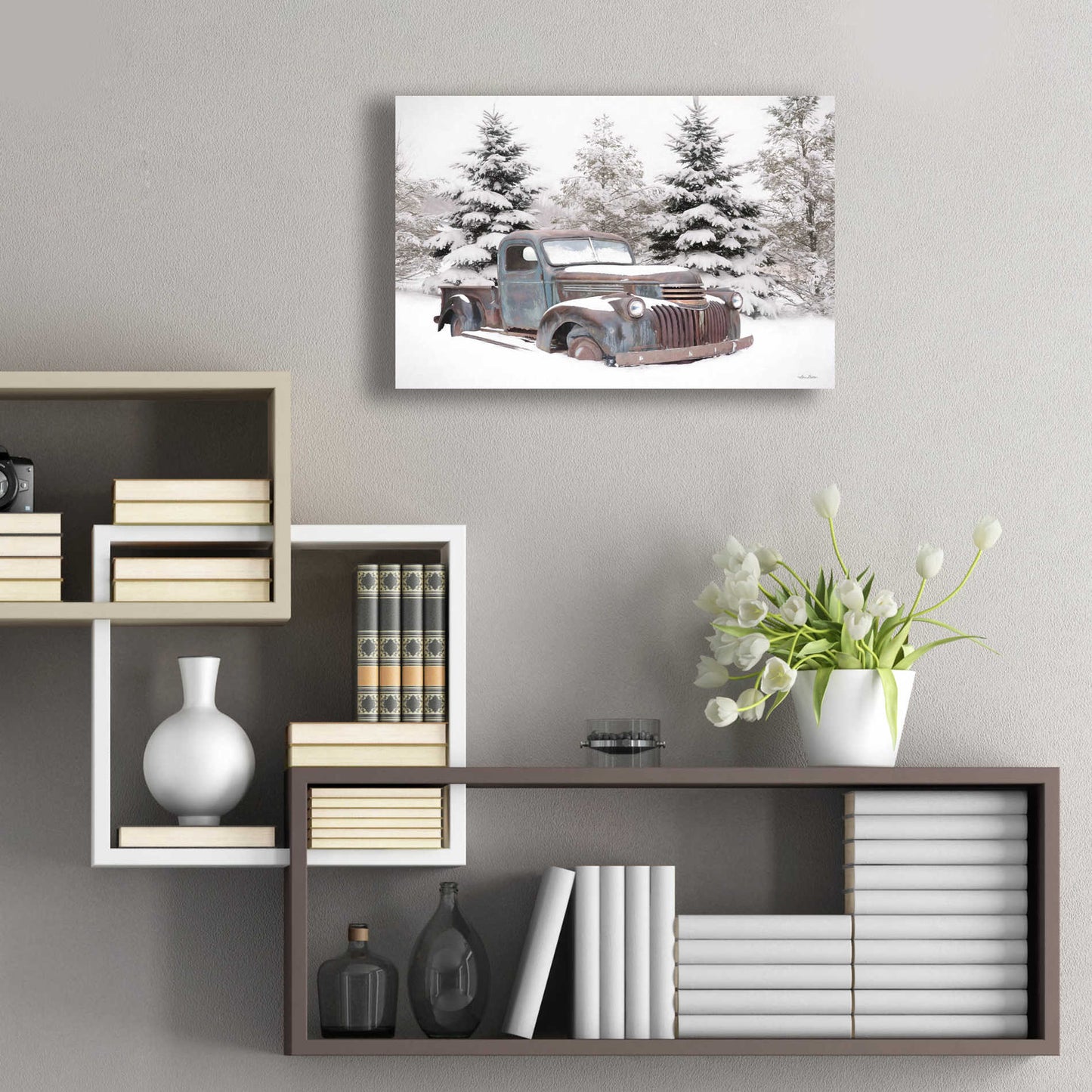 Epic Art 'Chevy at the Tree Farm' by Lori Deiter Acrylic Glass Wall Art,24x16