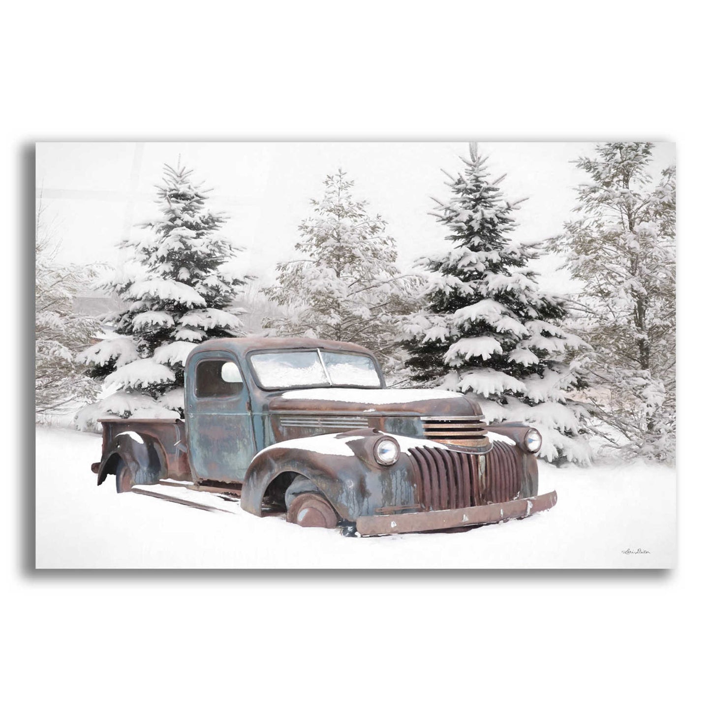 Epic Art 'Chevy at the Tree Farm' by Lori Deiter Acrylic Glass Wall Art,24x16