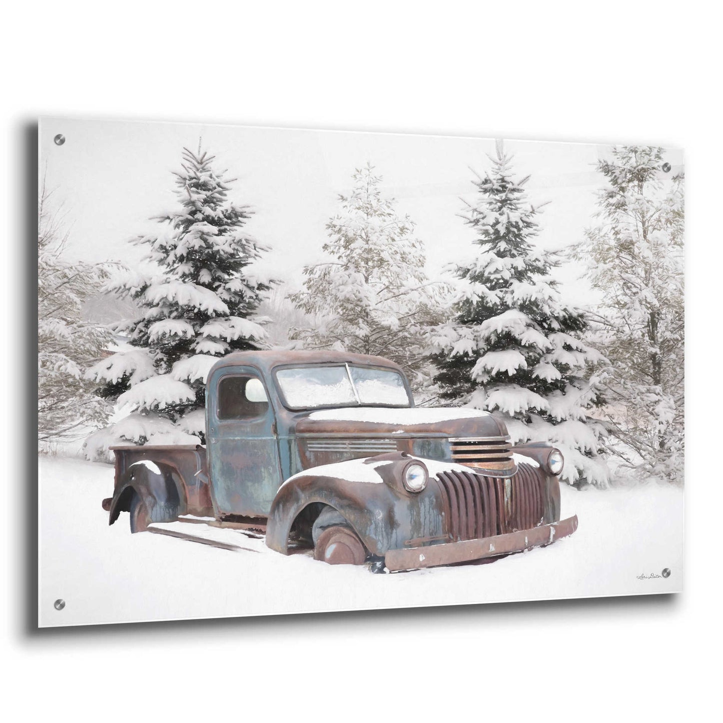 Epic Art 'Chevy at the Tree Farm' by Lori Deiter Acrylic Glass Wall Art,36x24