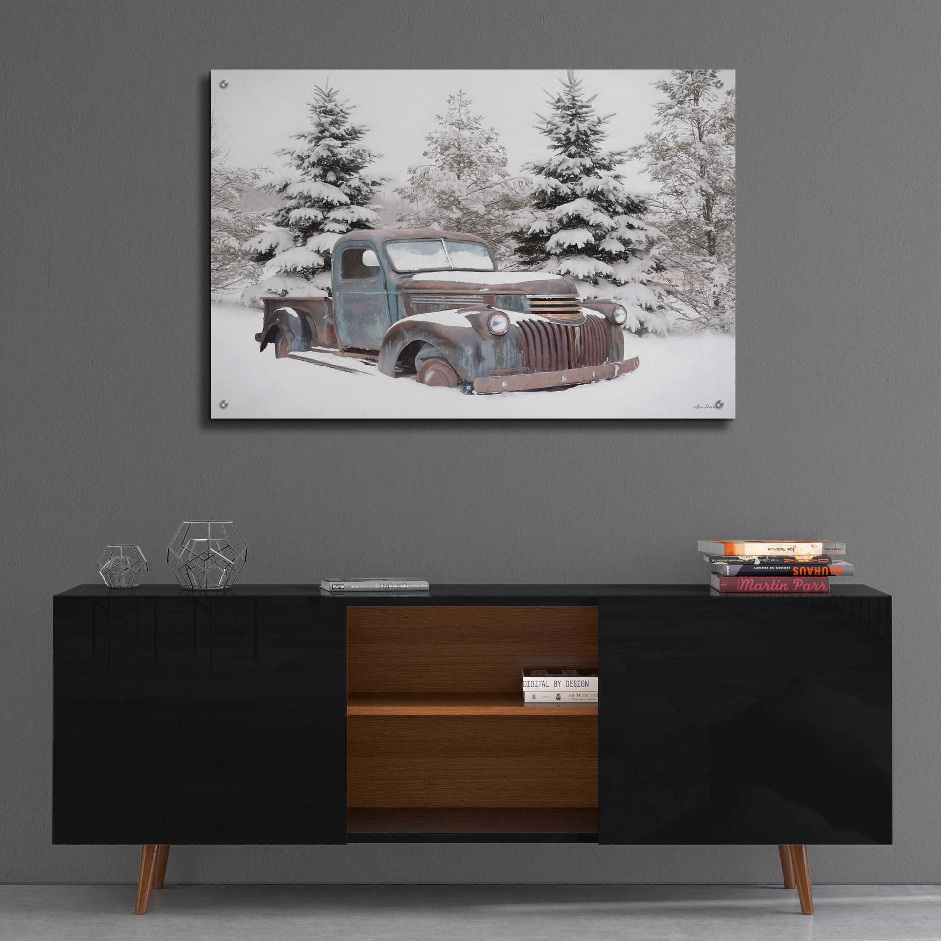 Epic Art 'Chevy at the Tree Farm' by Lori Deiter Acrylic Glass Wall Art,36x24