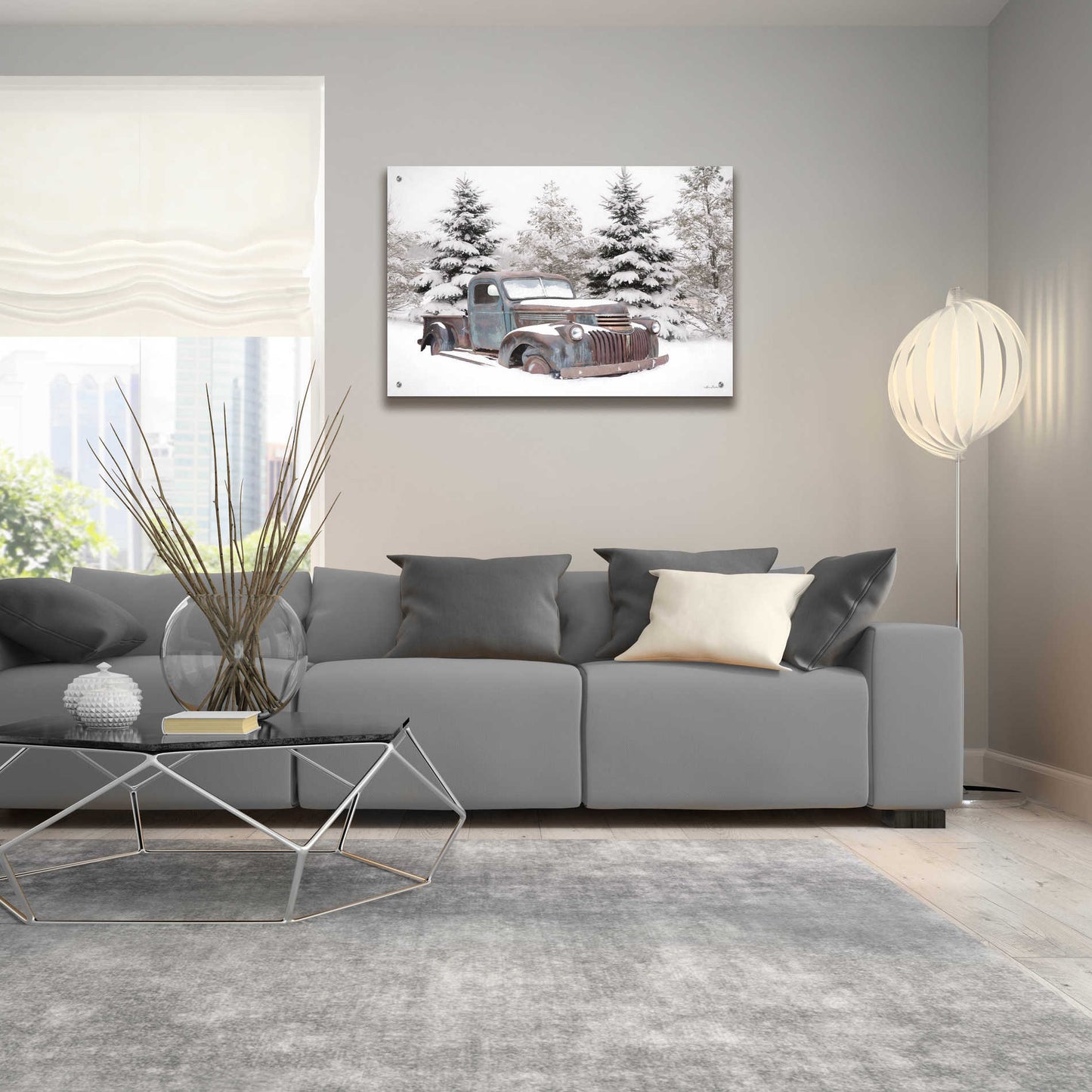 Epic Art 'Chevy at the Tree Farm' by Lori Deiter Acrylic Glass Wall Art,36x24